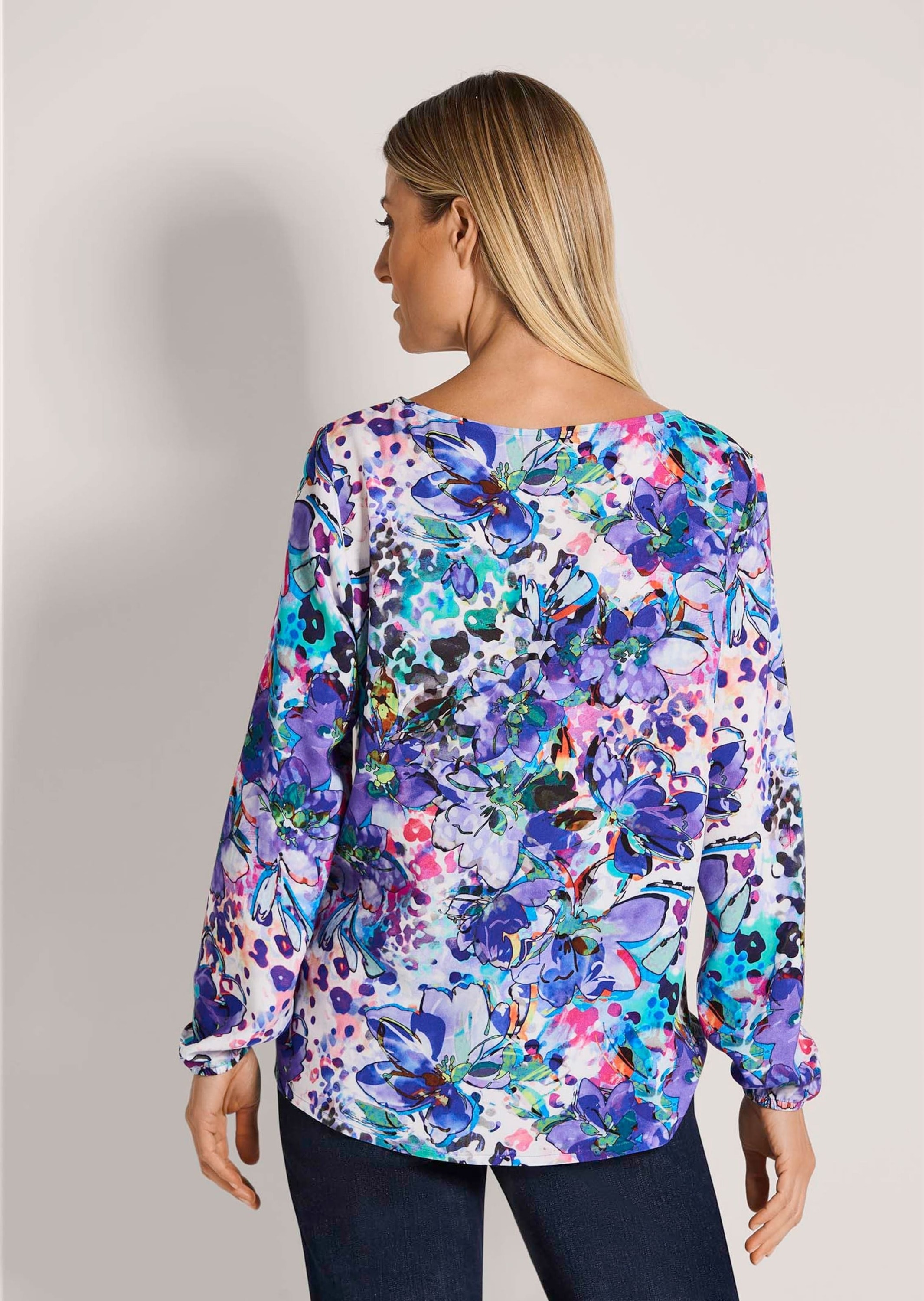 MADELEINE Schlupfbluse »Blusenshirt Viskosebluse mit floralem Aquarellmuster«