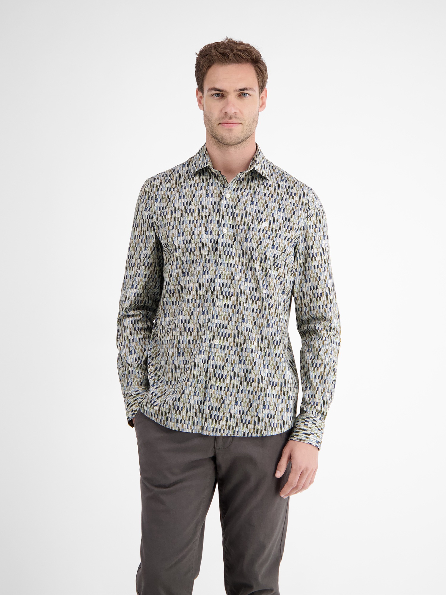 LERROS Langarmhemd "Poplin-Herrenhemd mit Designprint" günstig online kaufen