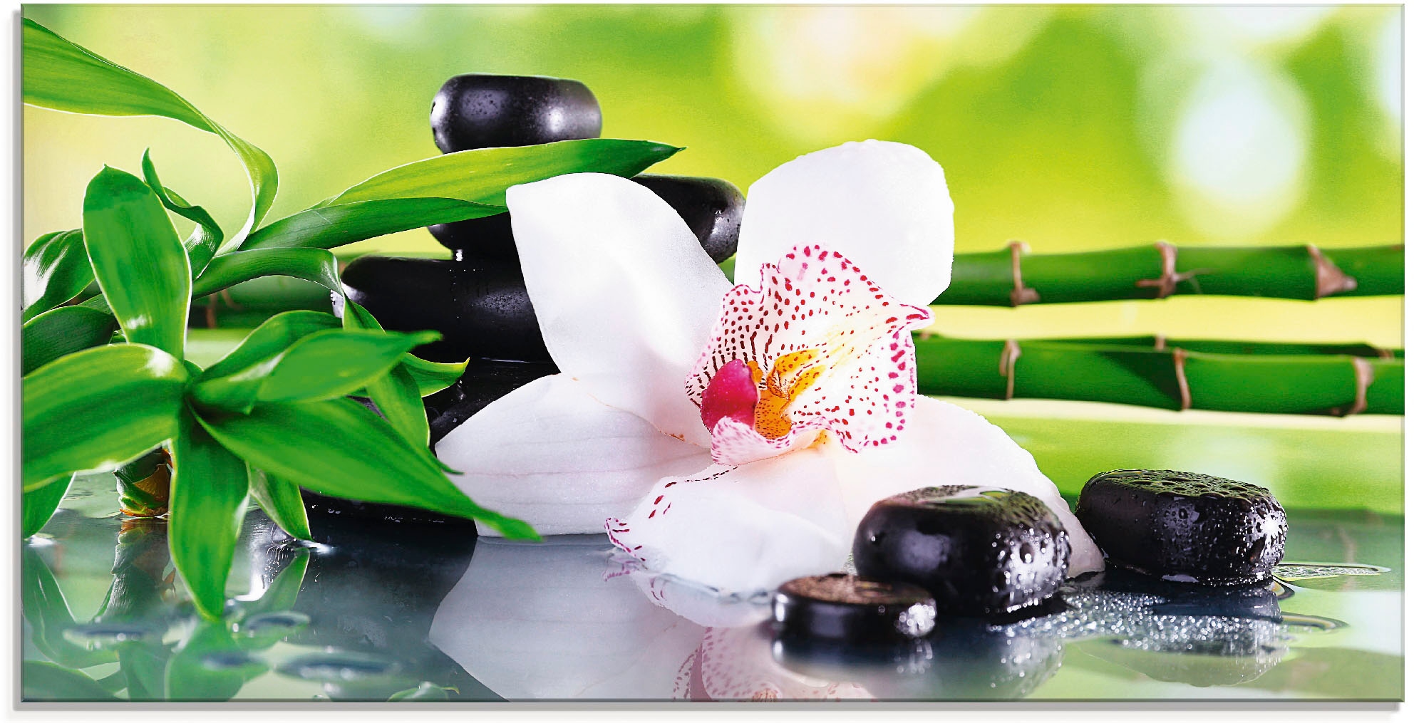Artland Glasbild "Spa Steine Bambus Zweige Orchidee" Zen 1 Stk. tlg. in verschiedenen Größen