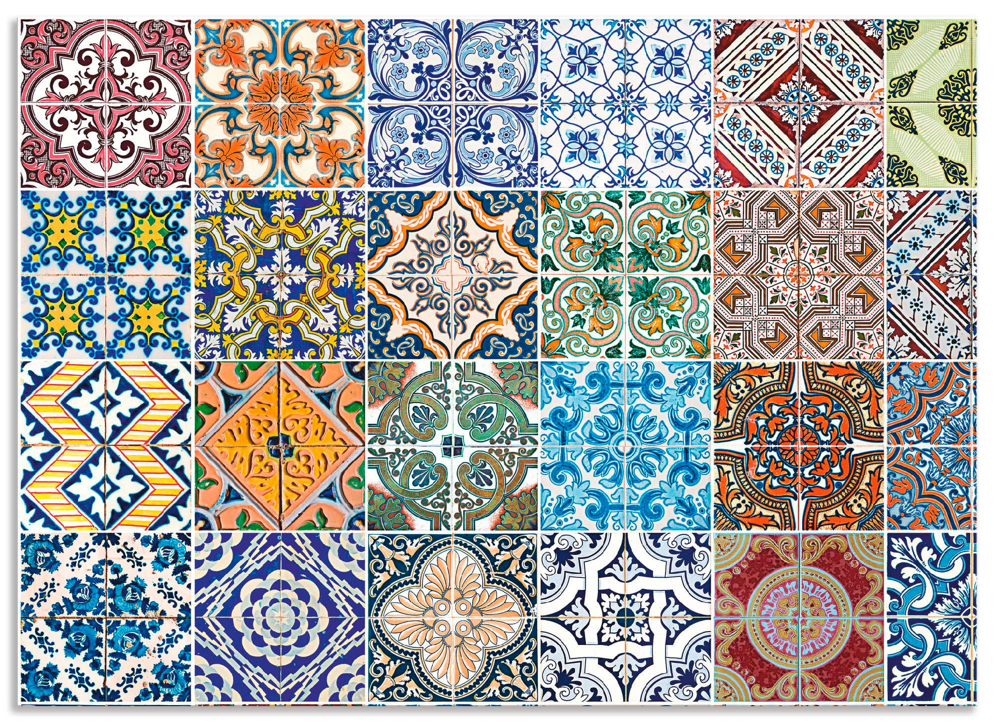 Artland "Gemusterte Keramikfliesen" Alu Spritzschutz mit Klebeband, einfache Montage