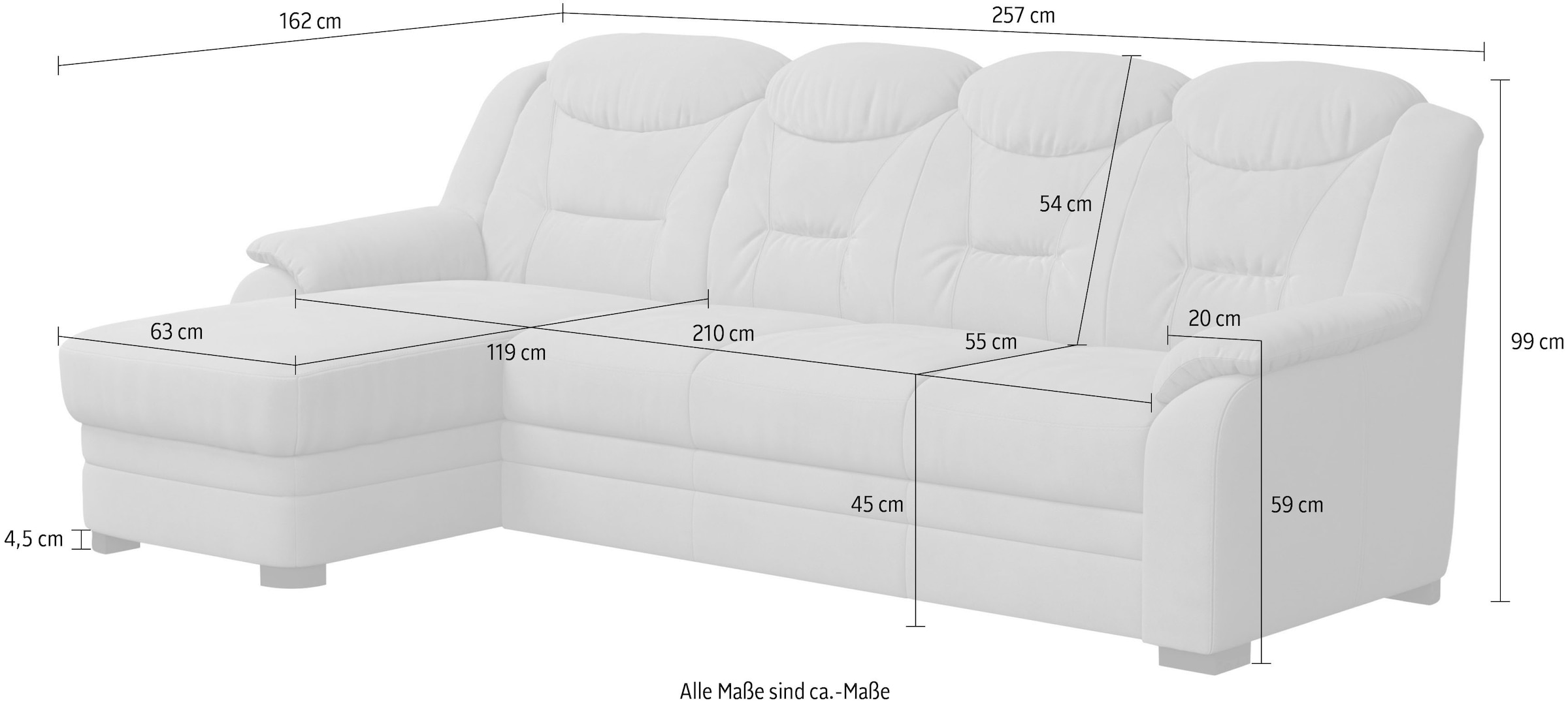 COTTA Ecksofa »Marcus L-Form«, Bequemes Ecksofa in klassischem Design mit hoher Rückenlehne