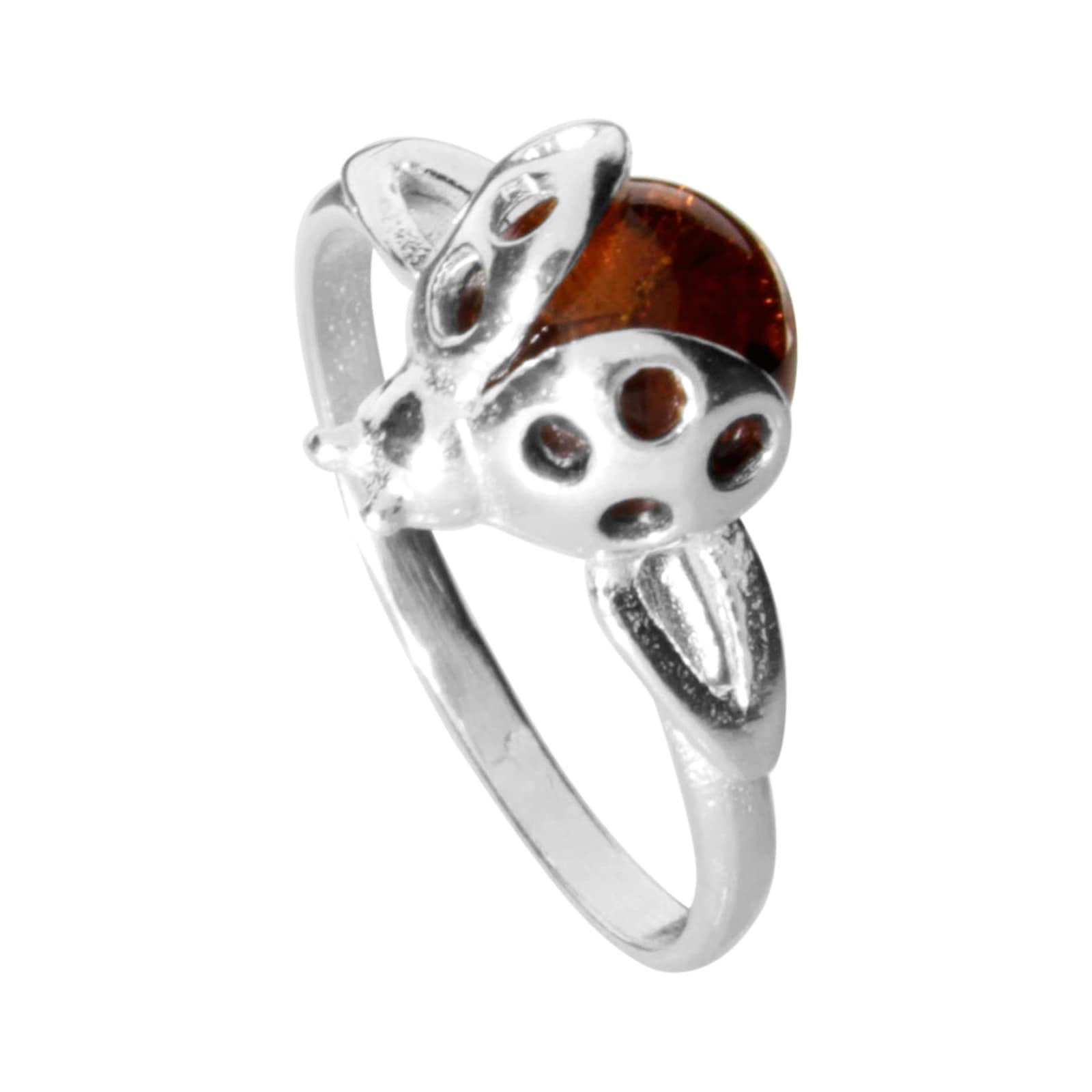 Fingerring OSTSEE-SCHMUCK "- Marienkäfer - Silber 925/000 - Bernstein" Gr. 50, silber (silber 925, silberfarben, weiß), Fingerringe, Damen, 50, Fingerring