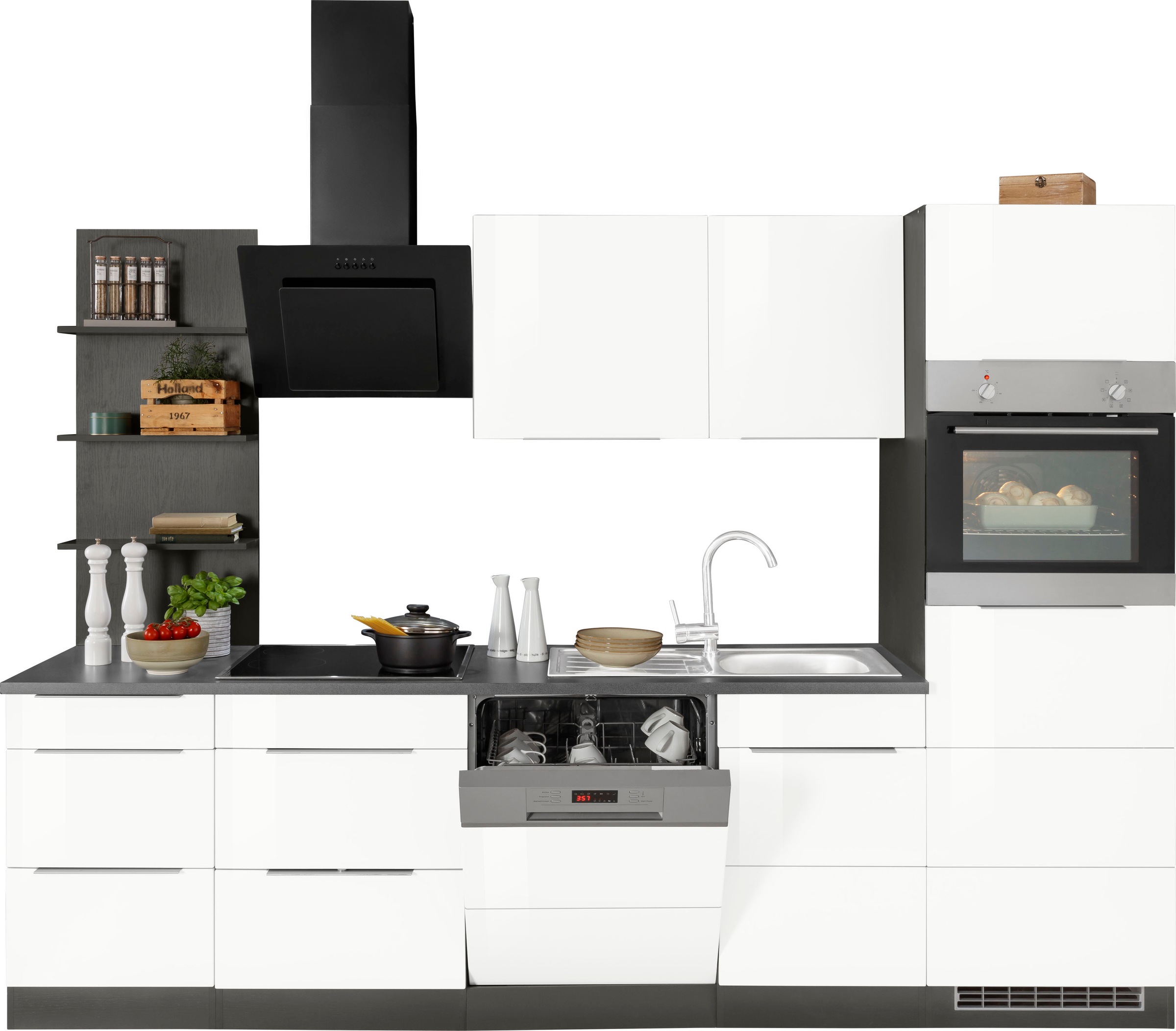 Kochstation Küchenzeile »KS-Brindisi«, mit E-Geräten, Breite 280 cm
