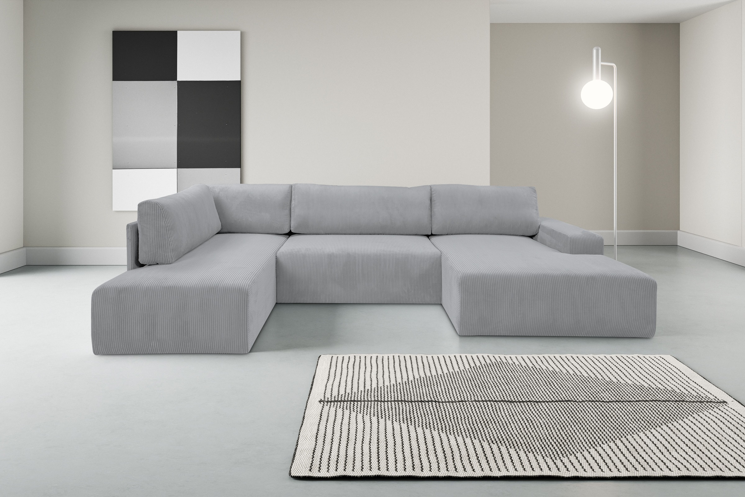 WERK2 Wohnlandschaft "Rotterdam-U, U-Form, in kuschelweichem Cord oder Brei günstig online kaufen