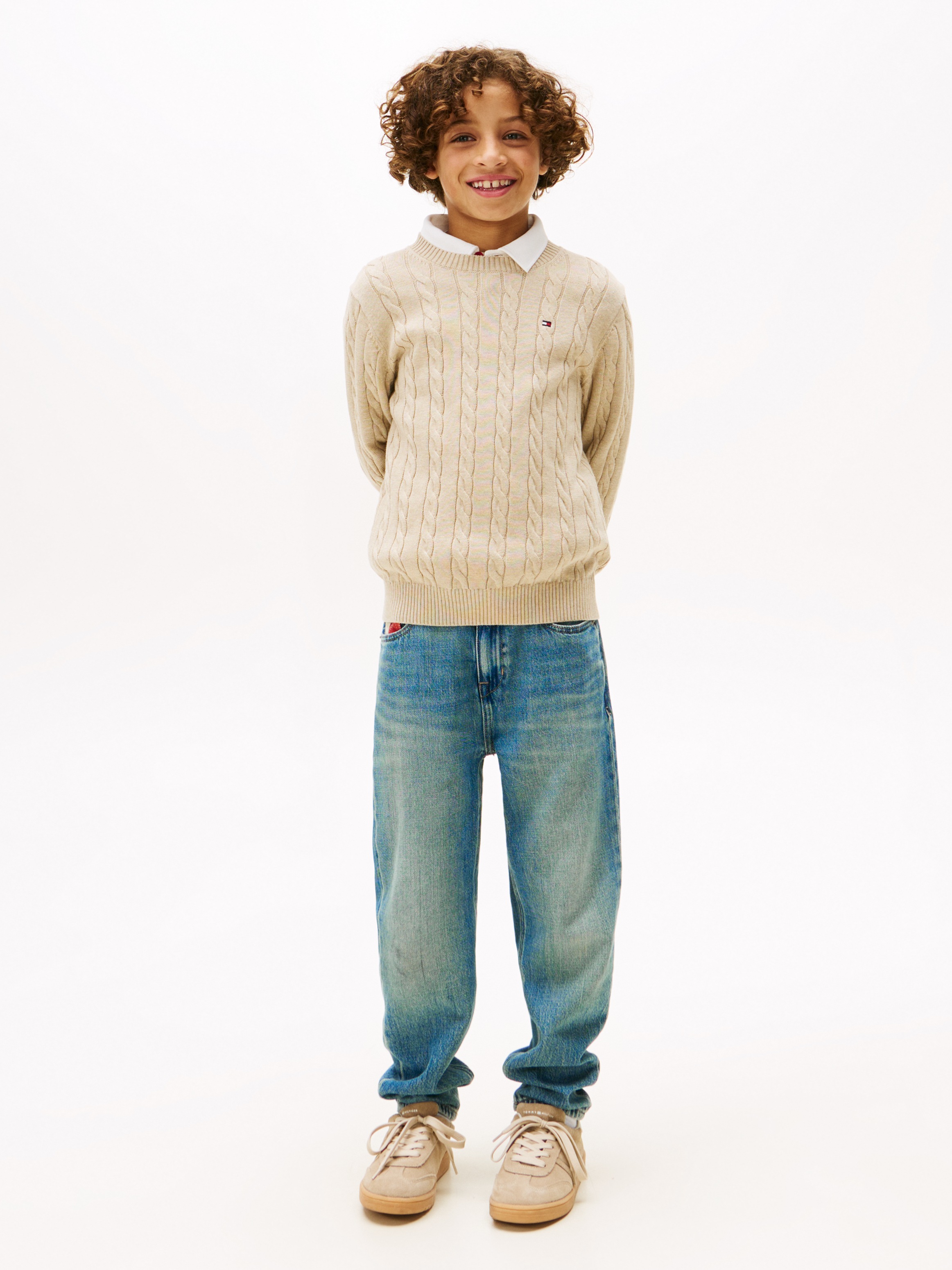 Thumbnail - Tommy Hilfiger Strickpullover "COTTON CABLE SWEATER" für Kinder bis 16 Jahre, mit Zopfmuster