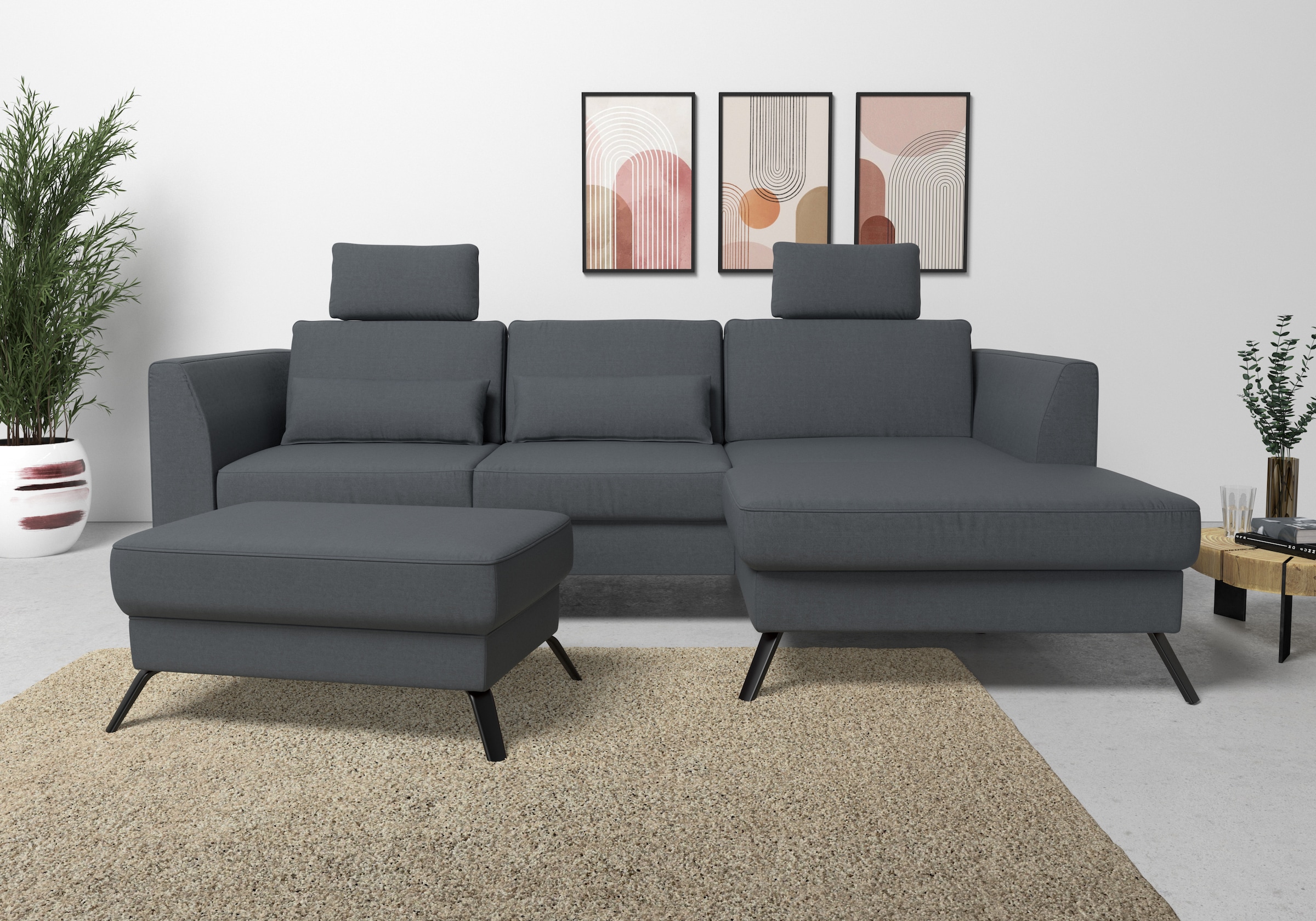 sit&more Ecksofa "Olsen L-Form" inklusive Sitztiefenverstellung, optional Schlaffunktion, 15cm hoch
