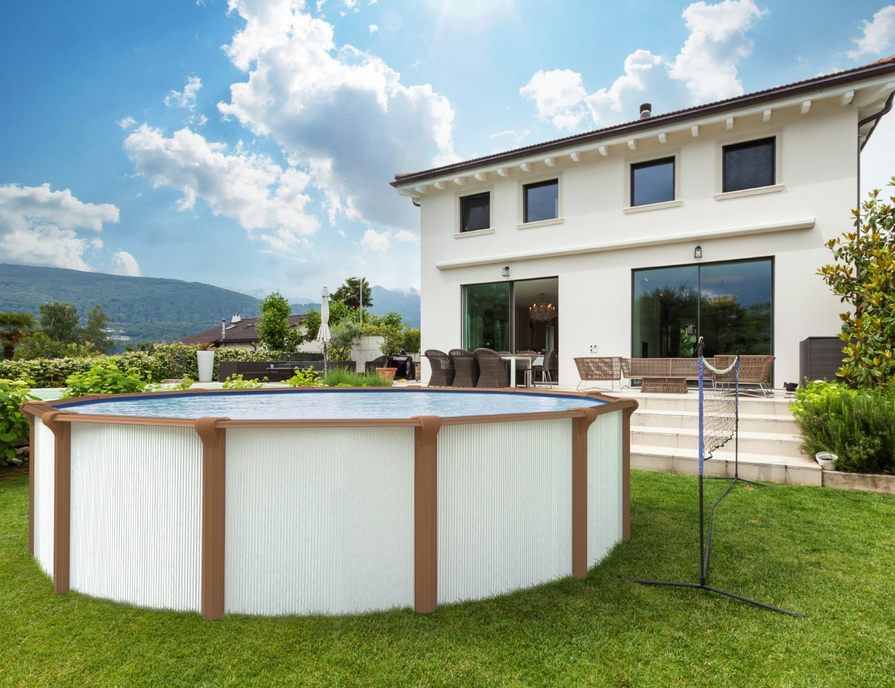KWAD Rundpool "Green line Evolution" 4,6x1,32 white- wood Folie in blau, sa günstig online kaufen