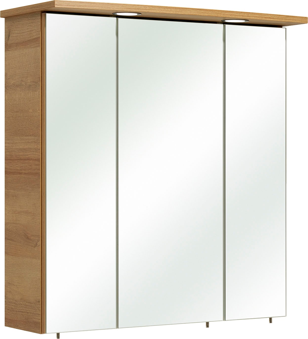 Saphir Spiegelschrank »Quickset 919 Badschrank, 3 Spiegeltüren, 6 Einlegeböden, 65 cm breit«, inkl. LED-Beleuchtung, Türdämpfer, Schalter-/Steckdosenkombination