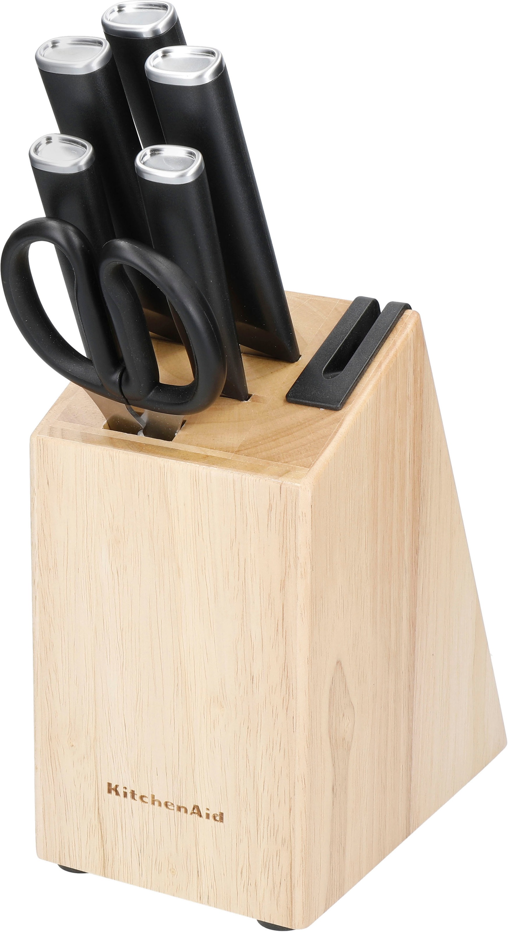 KitchenAid Messerblock "Classic" 6 Stk. Messer aus japanischem Kohlenstoffstahl, inkl. integri. Messerschärfer