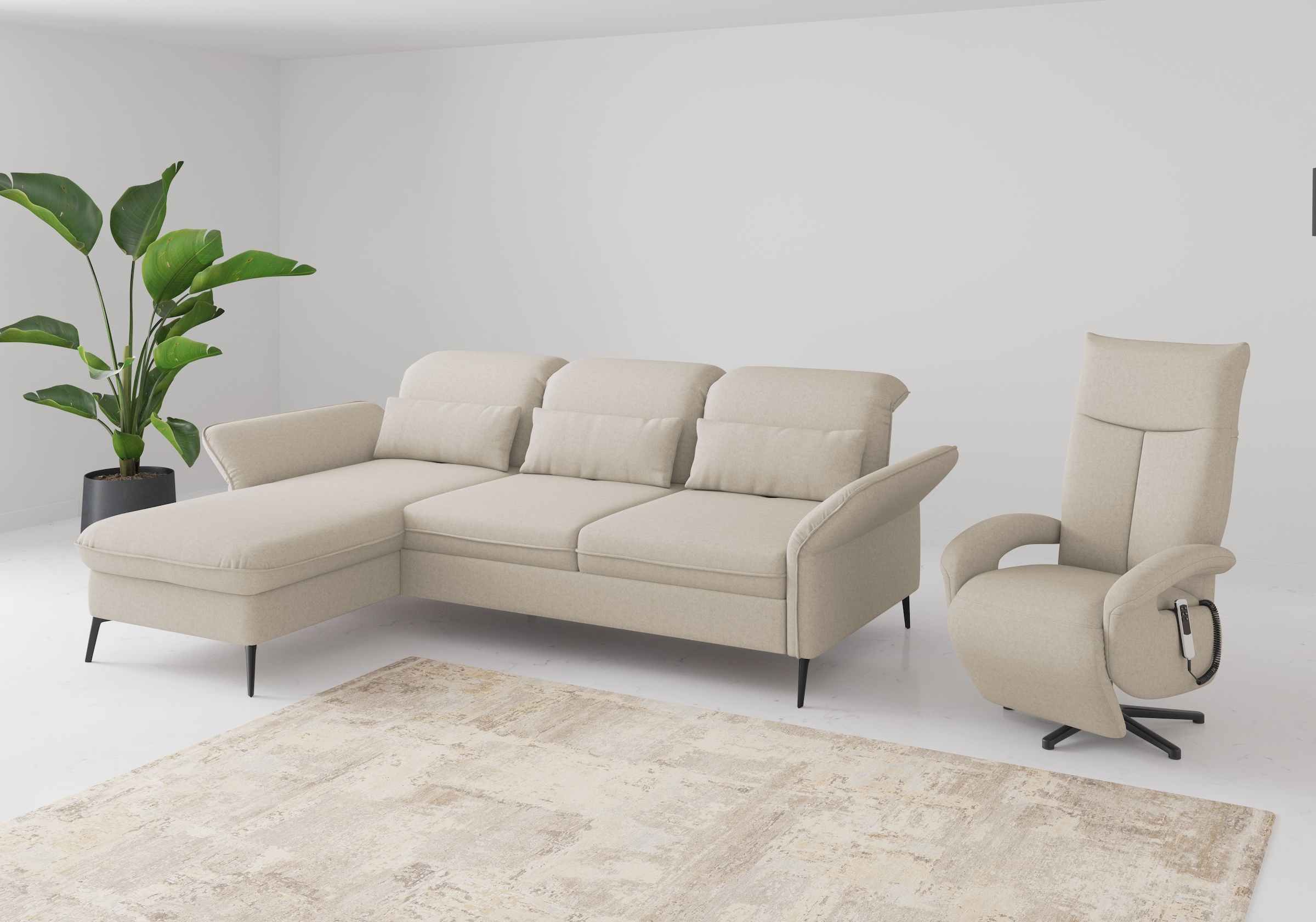 sit&more Ecksofa »Emely, inkl. Sitztiefenverstellung«, wahlweise mit Bettfunktion,Bettkasten,Kopf- & Armteilverstellung