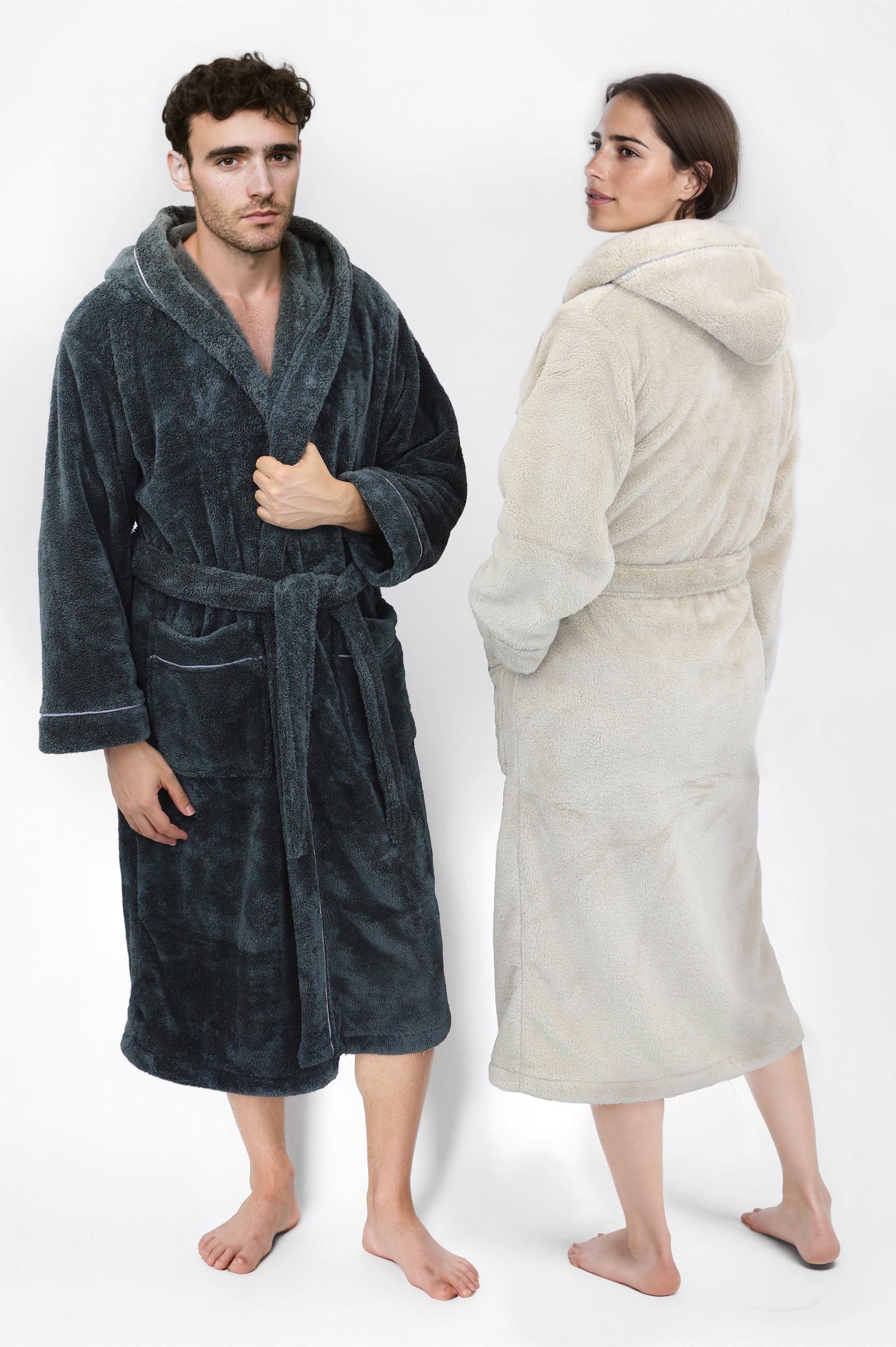 my home Unisex-Bademantel »Lillou, ideal für Sauna & Spa, Hotelbademantel, Morgenmantel«, (1 St.), kuschelig weicher Fleece, für Damen und Herren, XS-3XL