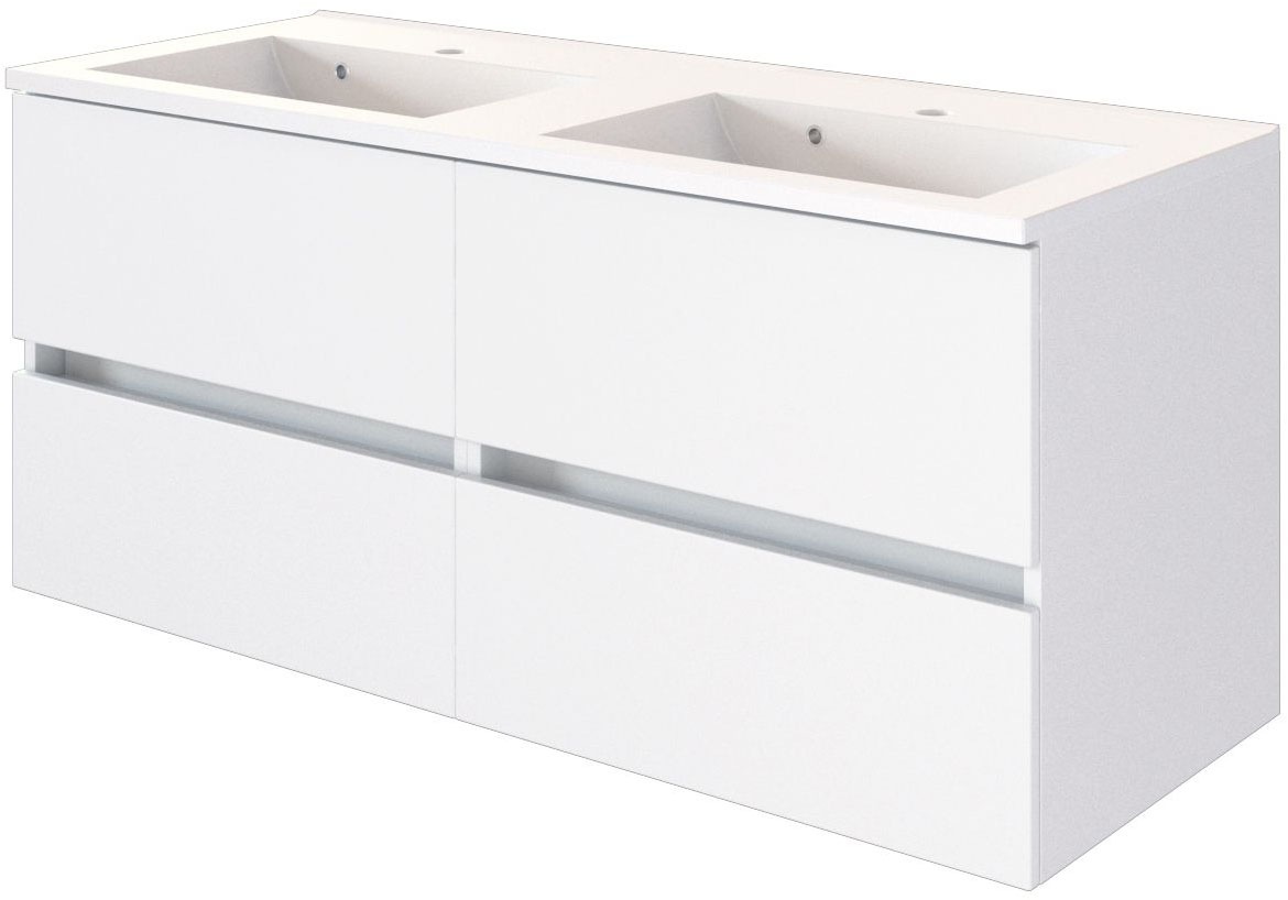 welltime Badmöbel-Set »Welltime Möbel Baabe Waschtisch-Set 3tlg. oder 5tlg.«, (5 St.), gedämpfte Scharniere und Softclose-Funktion, inklusive LED-Beleuchtung