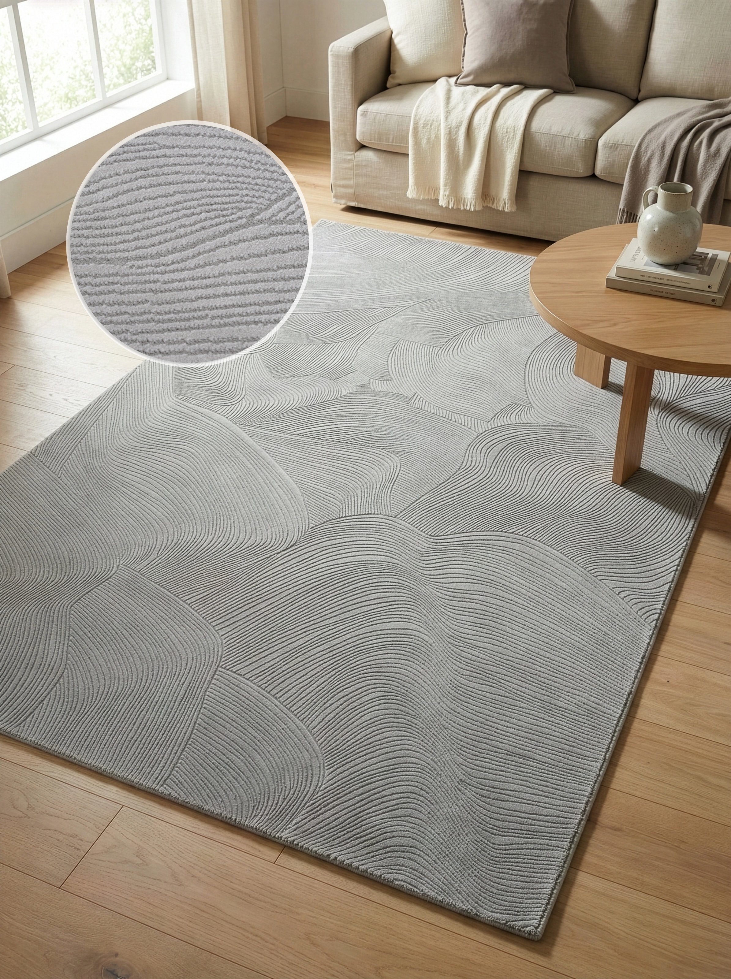 Calvin Klein home Teppich "Essential, Designerteppich, Wellendesign" rechteckig 7 mm Höhe modern, elegantes Muster, Wohnzimmer, Schlafzimmer, Esszimmer