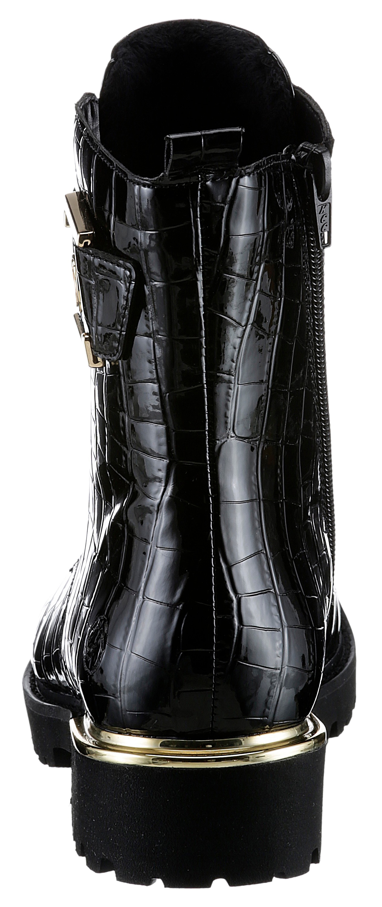 Remonte Schnürstiefelette, Blockabsatz, Schnürboots im Kroko-Look, Innenreißverschluss