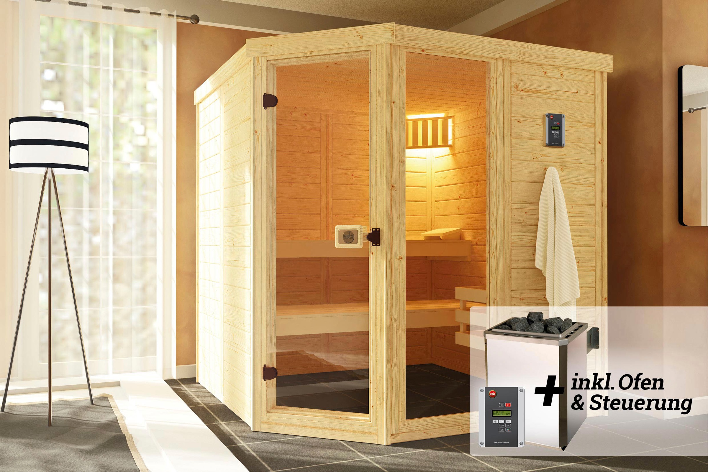 weka Sauna »Laukkala«, 7,5 kW-Ofen mit digitaler Steuerung