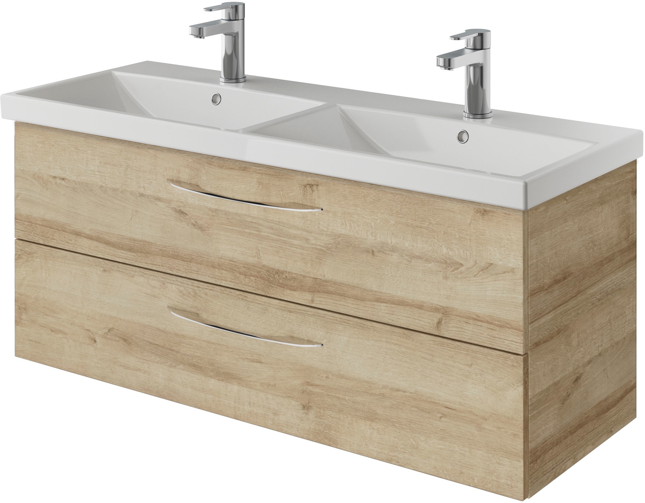 Saphir Badmöbel-Set »Serie 4035 2-teilig, Keramik-Doppelwaschtisch mit LED-Spiegel«, (Set), Doppel-Waschplatz inkl Türdämpfer, 120 cm breit, 2 Schubladen
