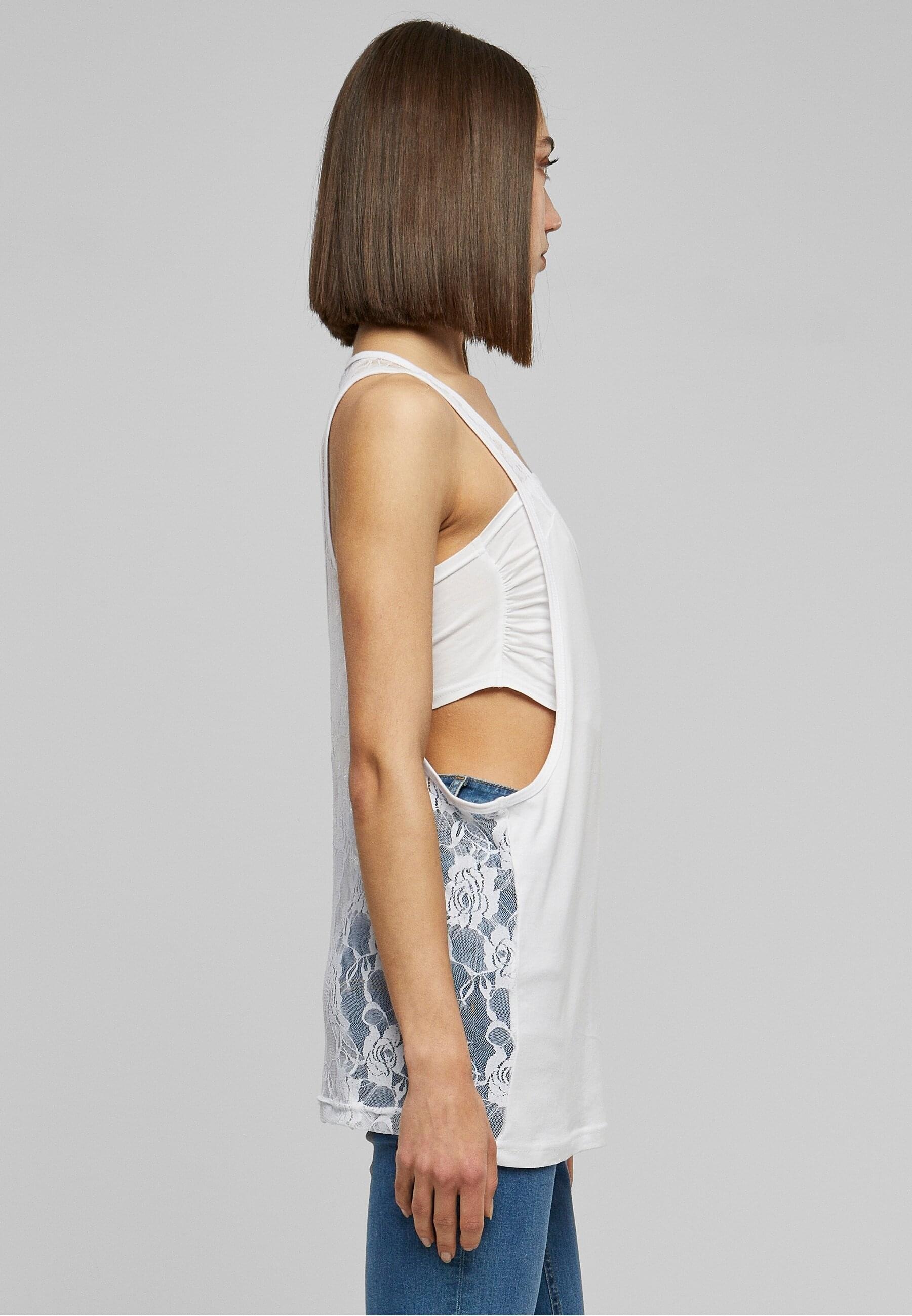 URBAN CLASSICS Muskelshirt »Urban Classics Damen Ladies Flower Laces Loose Tank«, (1 tlg.)