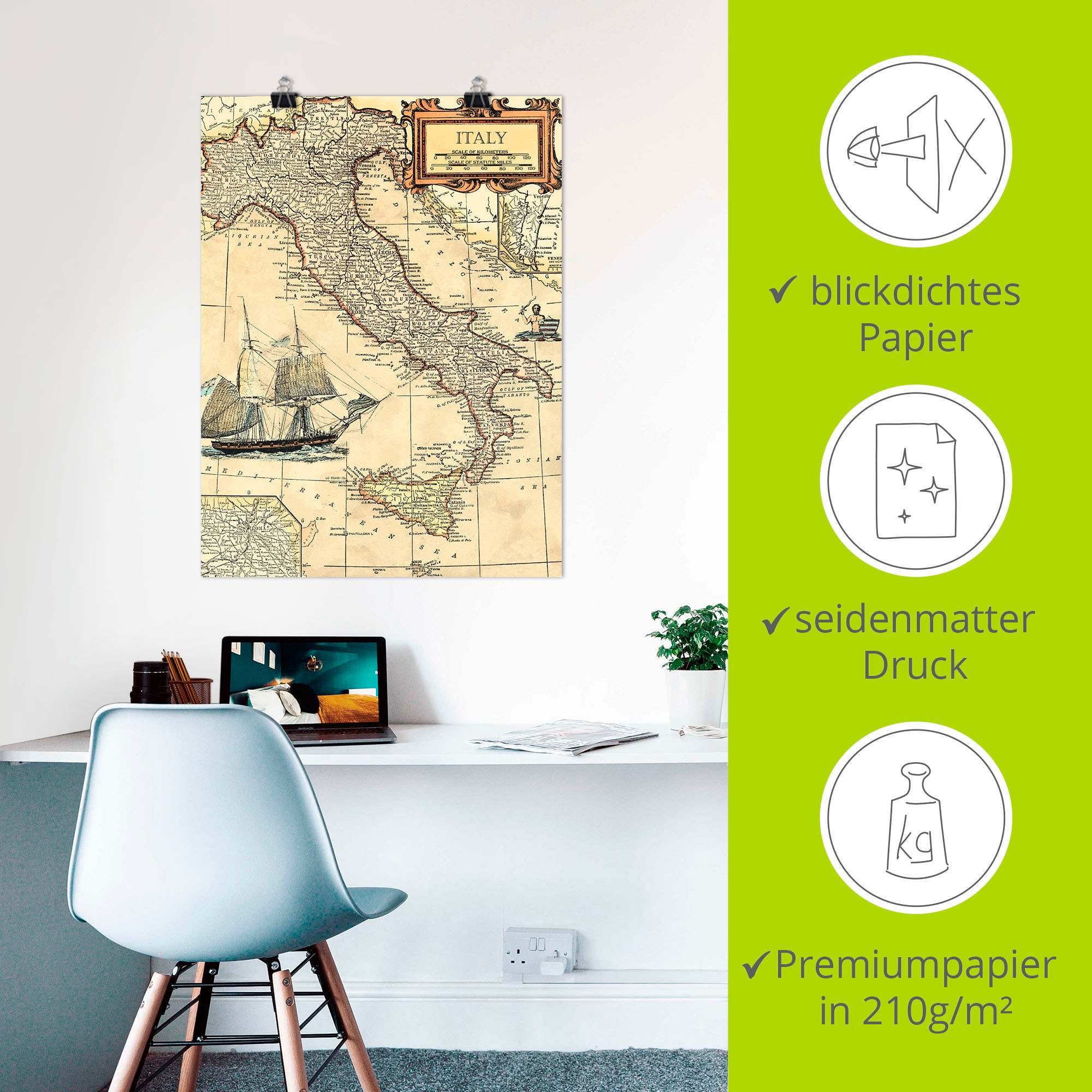Artland »Italienkarte« 1 Stk. tlg. als Leinwandbild, Poster in verschied. Größen