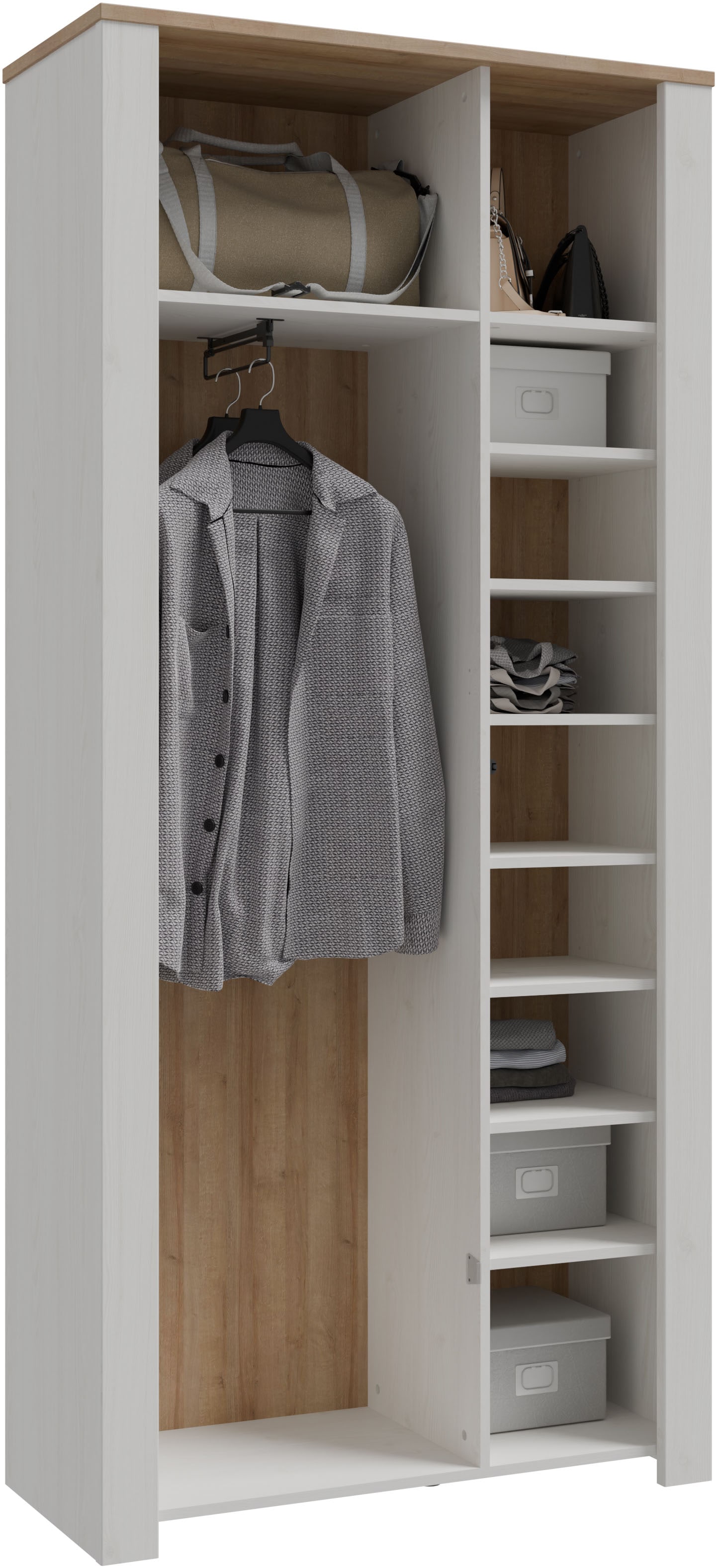 FORTE Garderobenschrank »Garderobenschrank, Höhe 205,4cm, Spiegel, Soft Close, Push to Open« B/H/T 94,4/205,4/42 cm