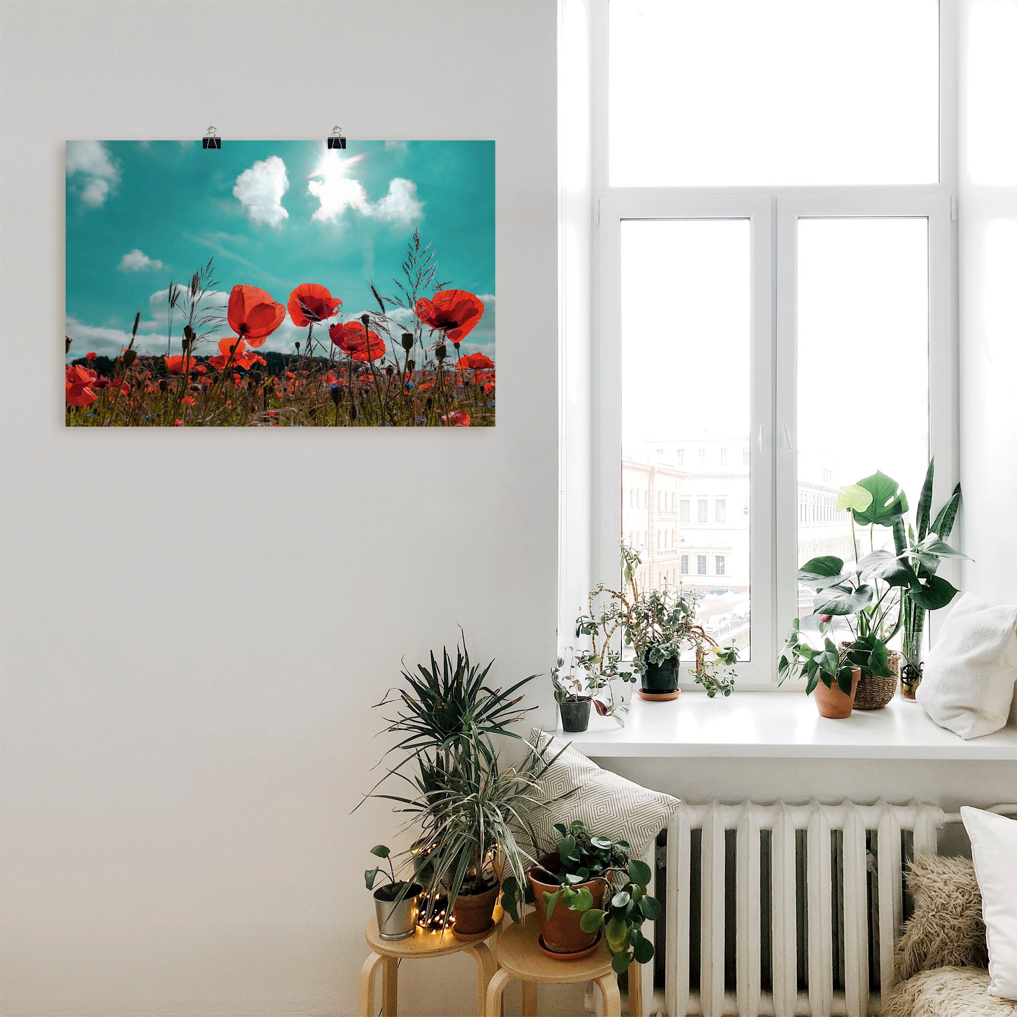 Artland Poster »Mohnblumenfeld im Frühling«, Blumen, (1 St.), als Alubild, Leinwandbild, Wandaufkleber oder Poster in versch. Größen