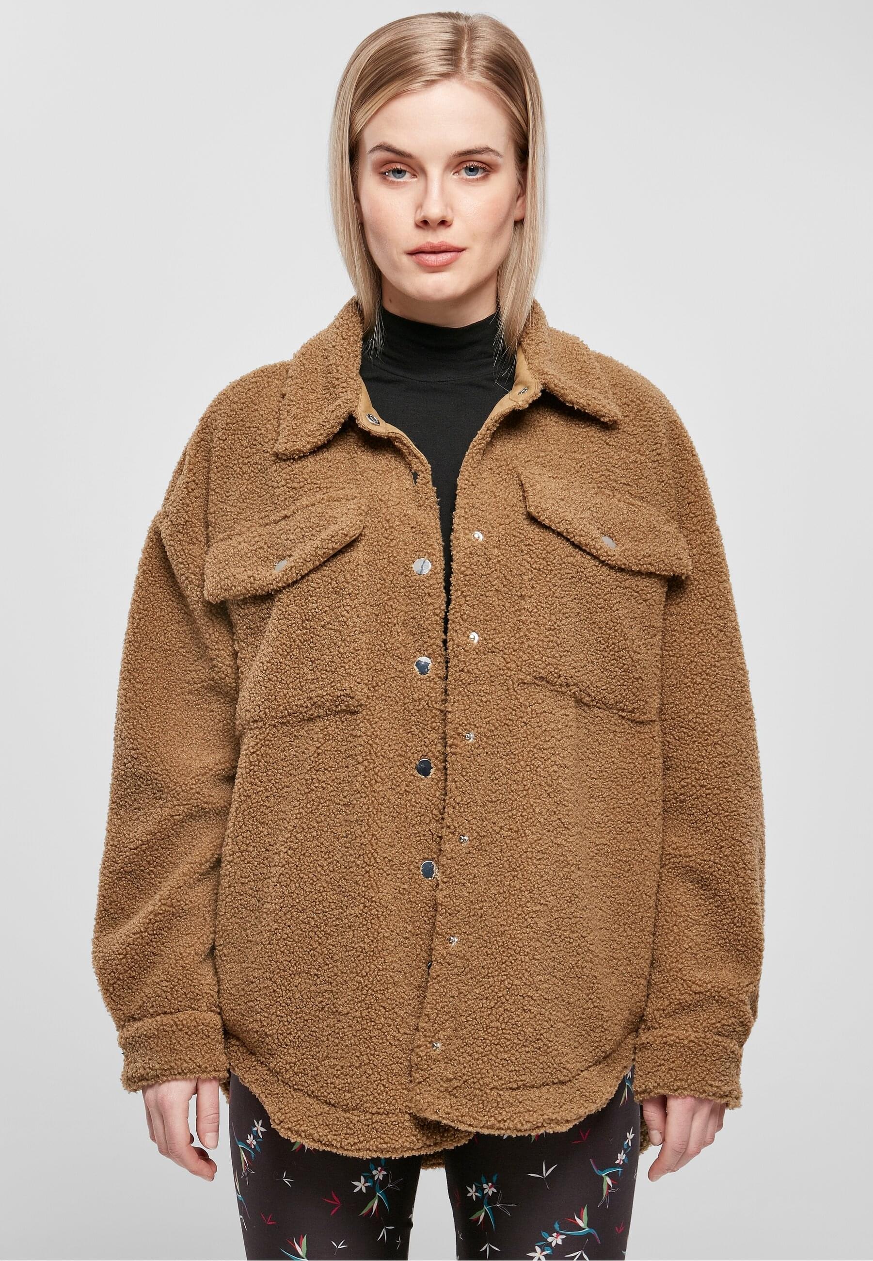 URBAN CLASSICS Langarmhemd »Urban Classics Damen Ladies Sherpa Overshirt«, (1 tlg.)