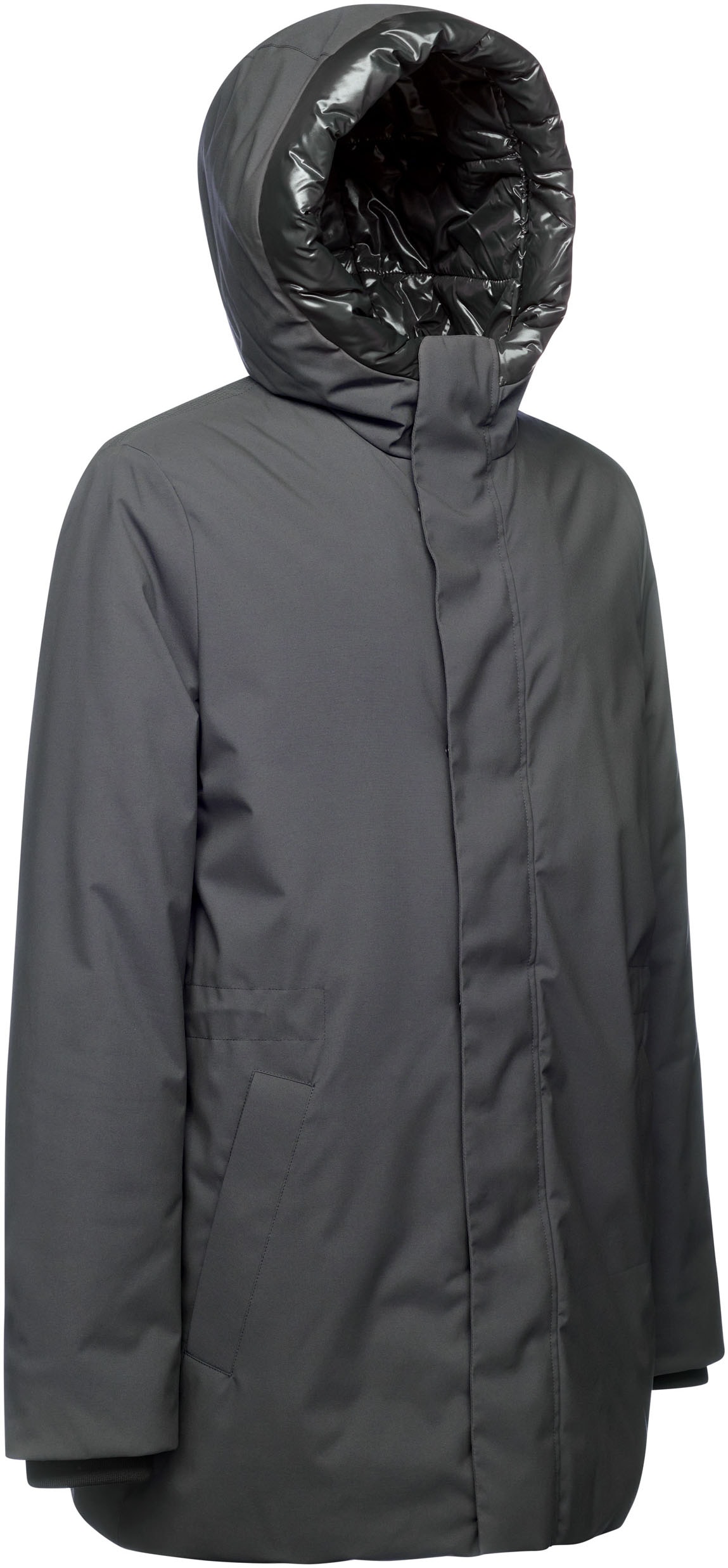 Geox Langjacke »SPHERICA«, mit Kapuze, mit verdecktem Reißverschluss & Druckern, Leistentaschen, Kapuze