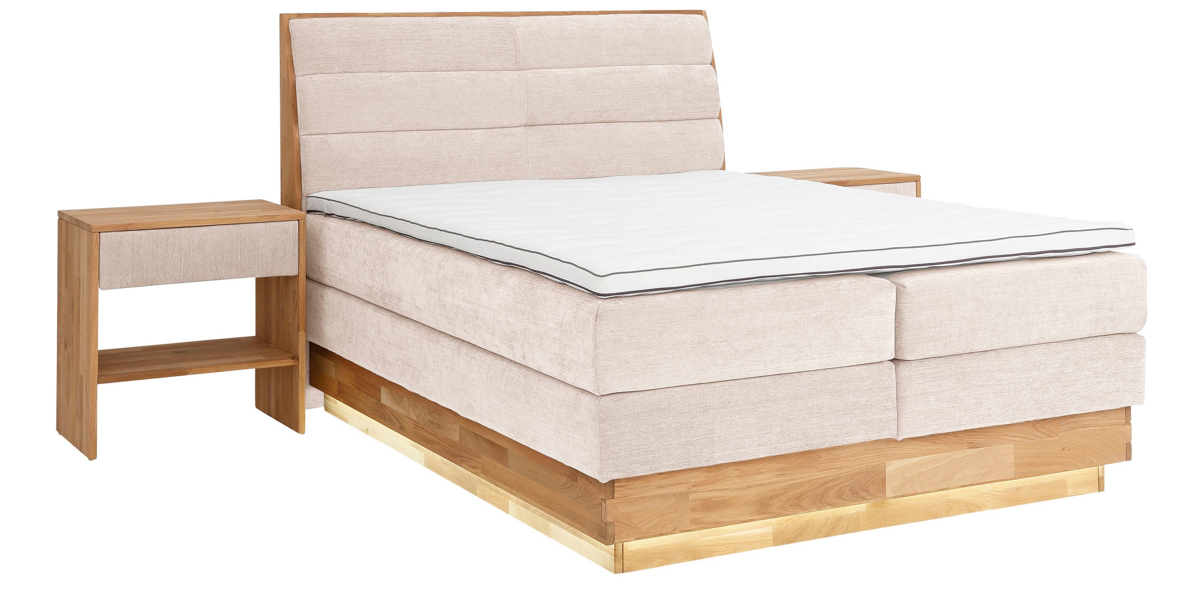 OTTO home Boxspringbett »JENNA in verschiedenen Farben und Breiten erhältlich« LED-Beleuchtung, mit zertifizierten, recycelten Bezugsstoffen