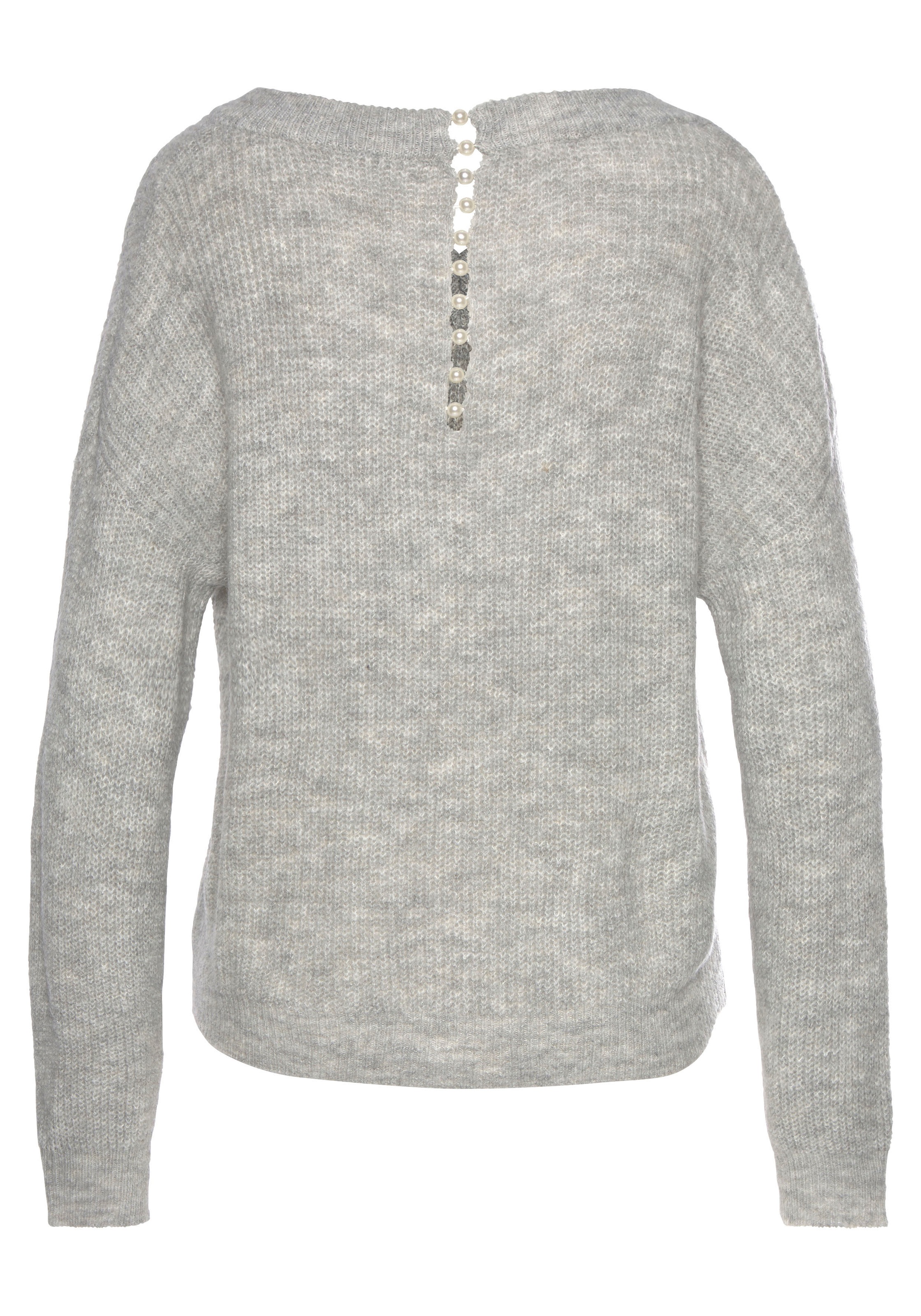 LASCANA V-Ausschnitt-Pullover, mit Zierperlen im Rücken, femininer Strickpu günstig online kaufen