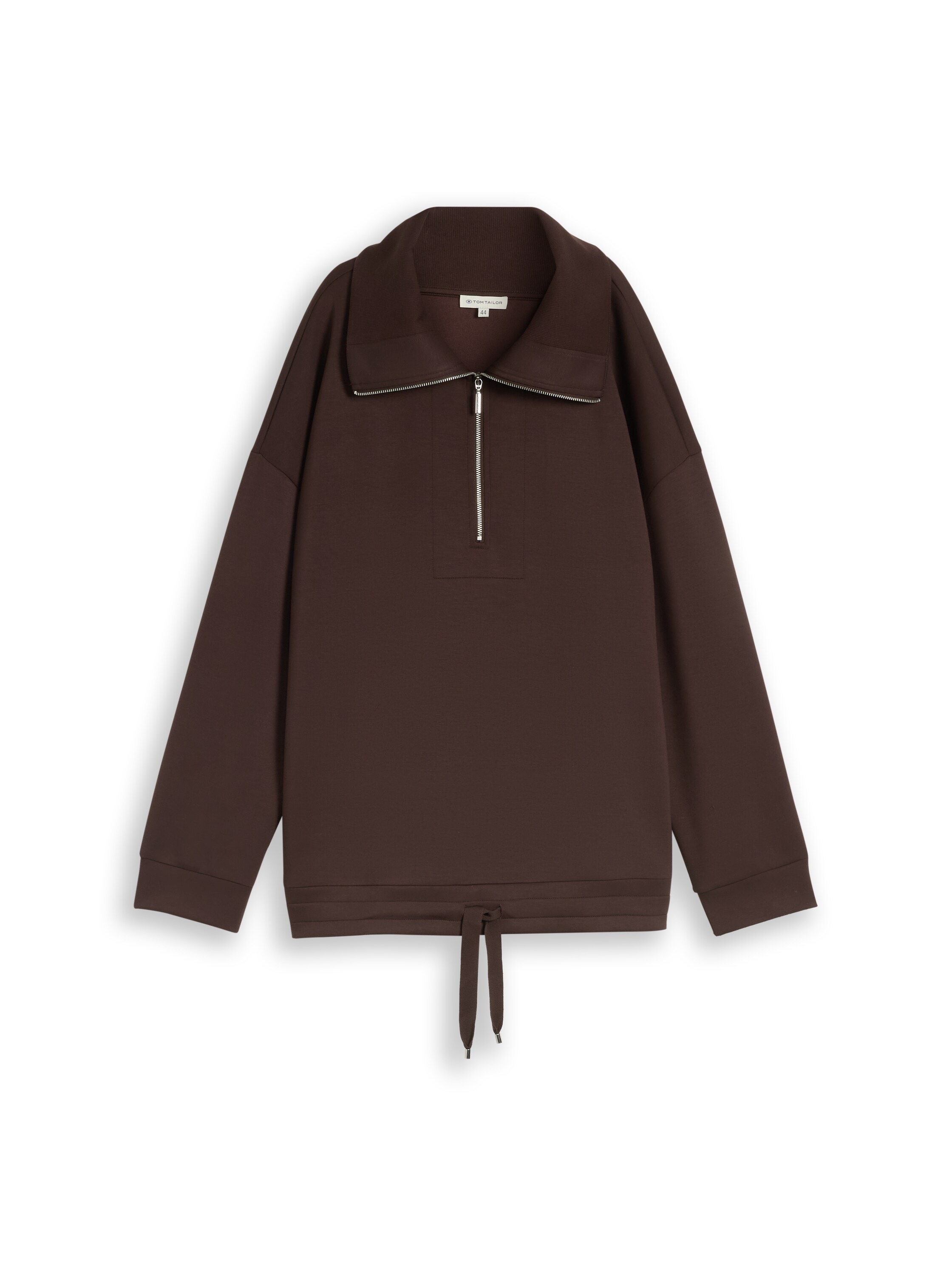 TOM TAILOR PLUS Sweatshirt , mit Troyerkragen und Bindeband am Saum / Stretch / Große Größen
