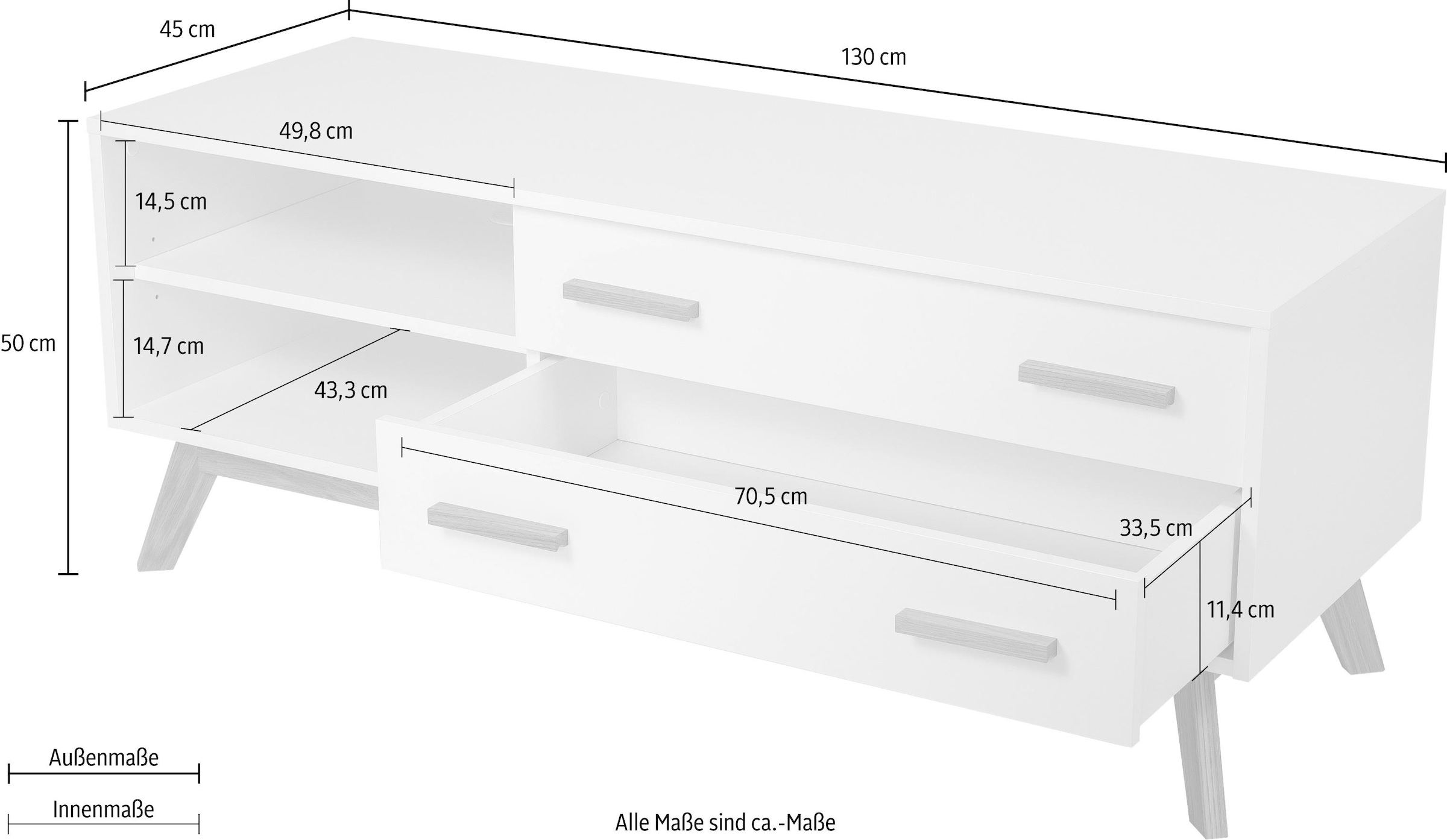 Woodman Lowboard »Tariko«, Breite 130 cm, im angesagten skandinavischen Look