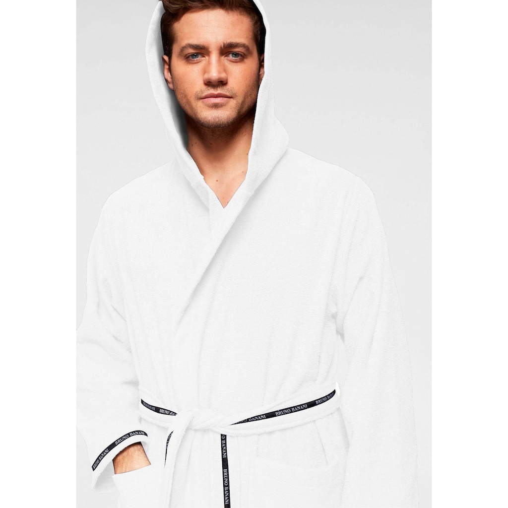 Bruno Banani Herrenbademantel »»Danny««, (1 St.), mit Logostreifen, Herren Bademantel aus 100% Baumwolle, S-4XL