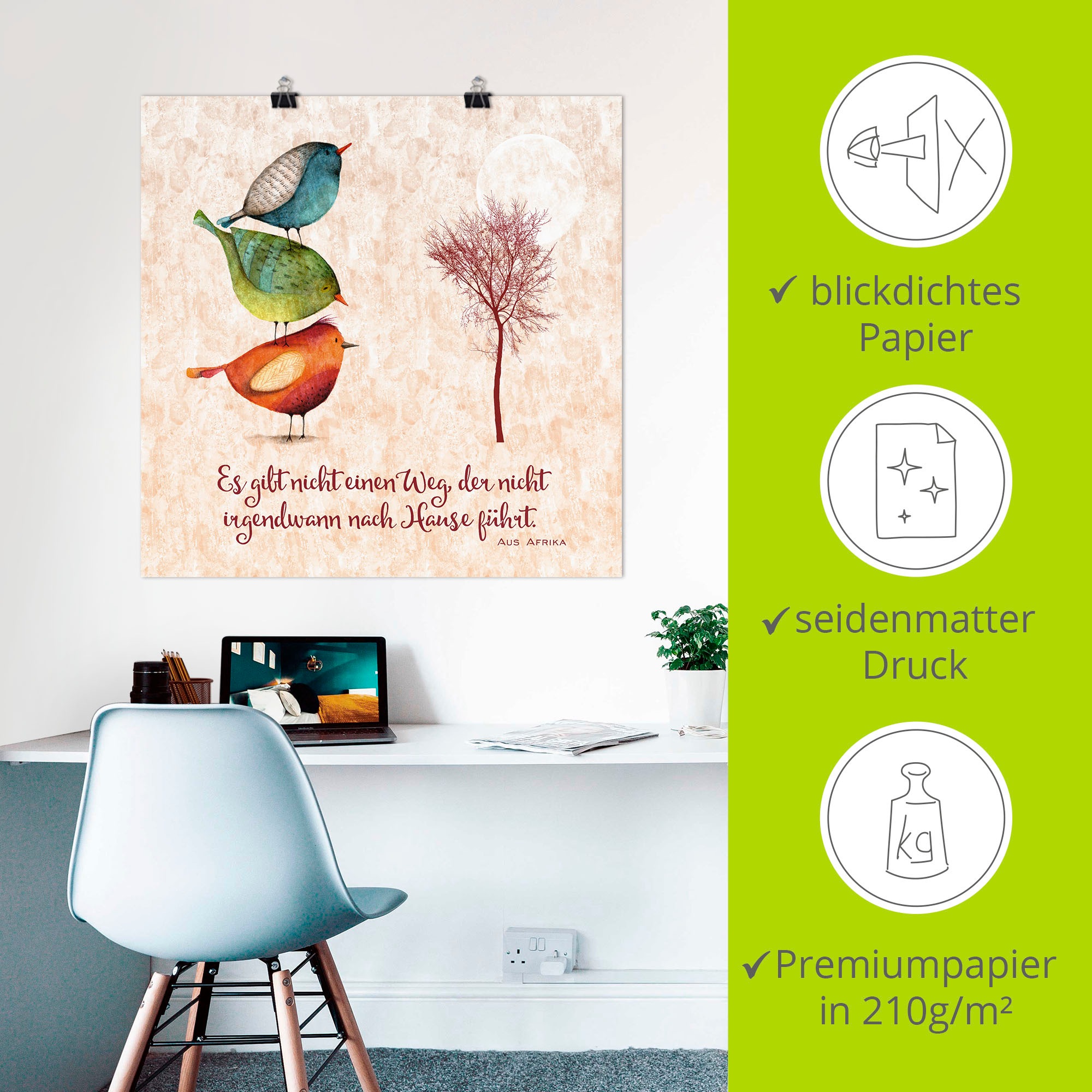 Artland Wandbild »Lebensweisheit Zu Hause«, Tiere, (1 St.), als Leinwandbild, Poster, Wandaufkleber in verschied. Größen