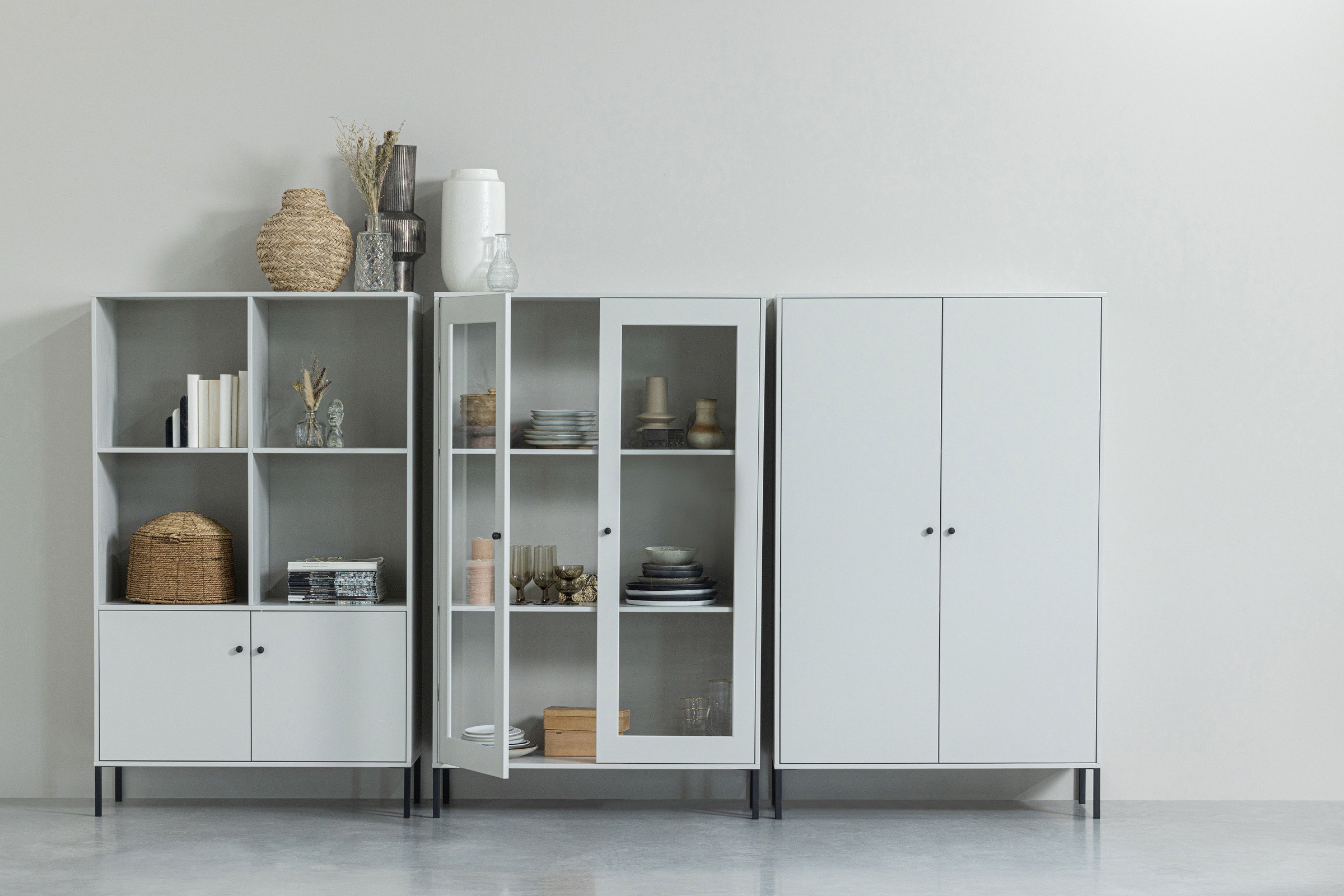 WOOOD Vitrine »Xam FSC®-Kiefernholz geschliffen mit offenen Fächern 100x40x155 cm« Sichtbare Maserung, Tragkraft 15 kg pro Boden, einfach zu montieren
