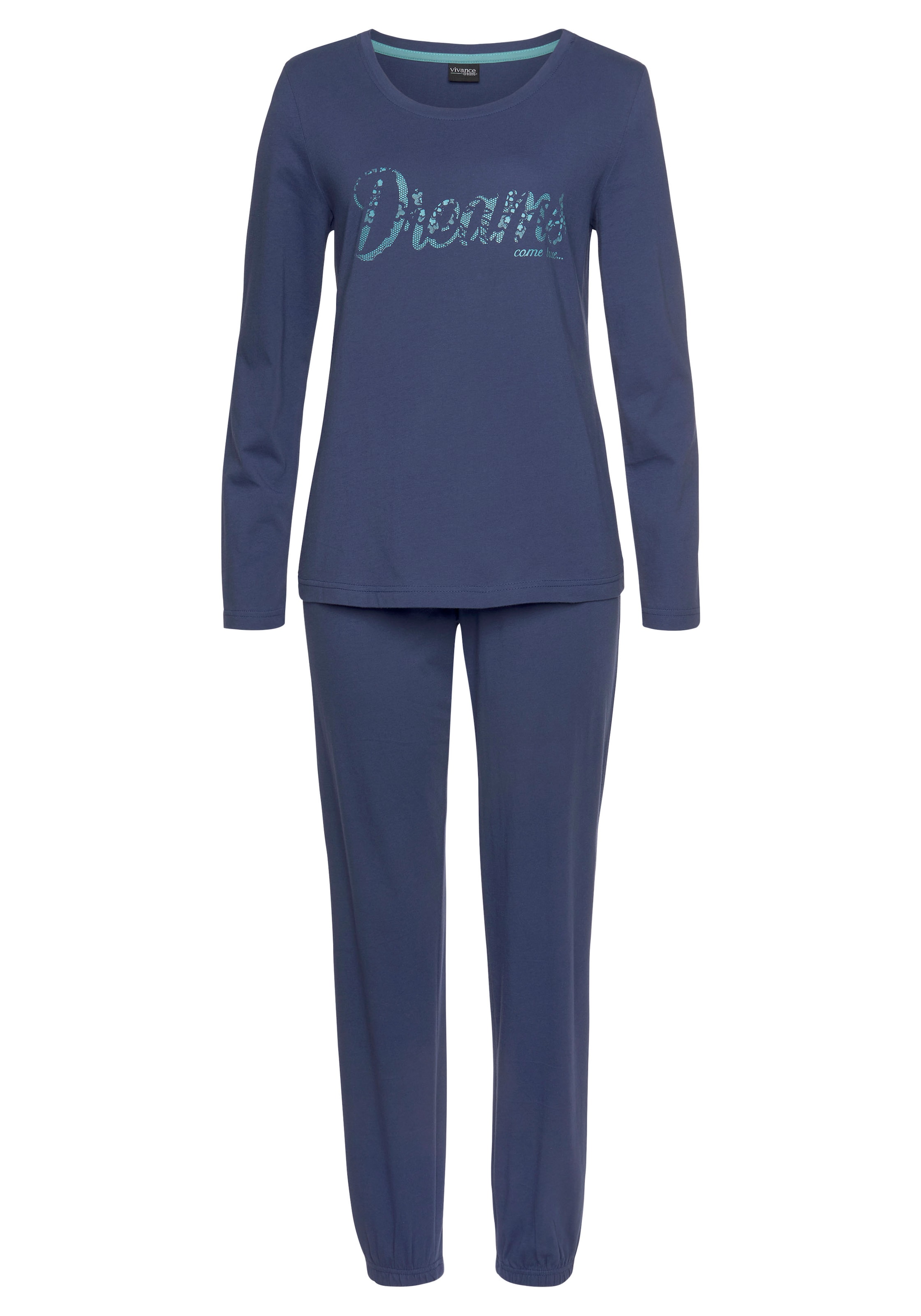 Vivance Dreams Pyjama, (Set, 3 tlg.), | online kaufen mit Frontschriftzug BAUR