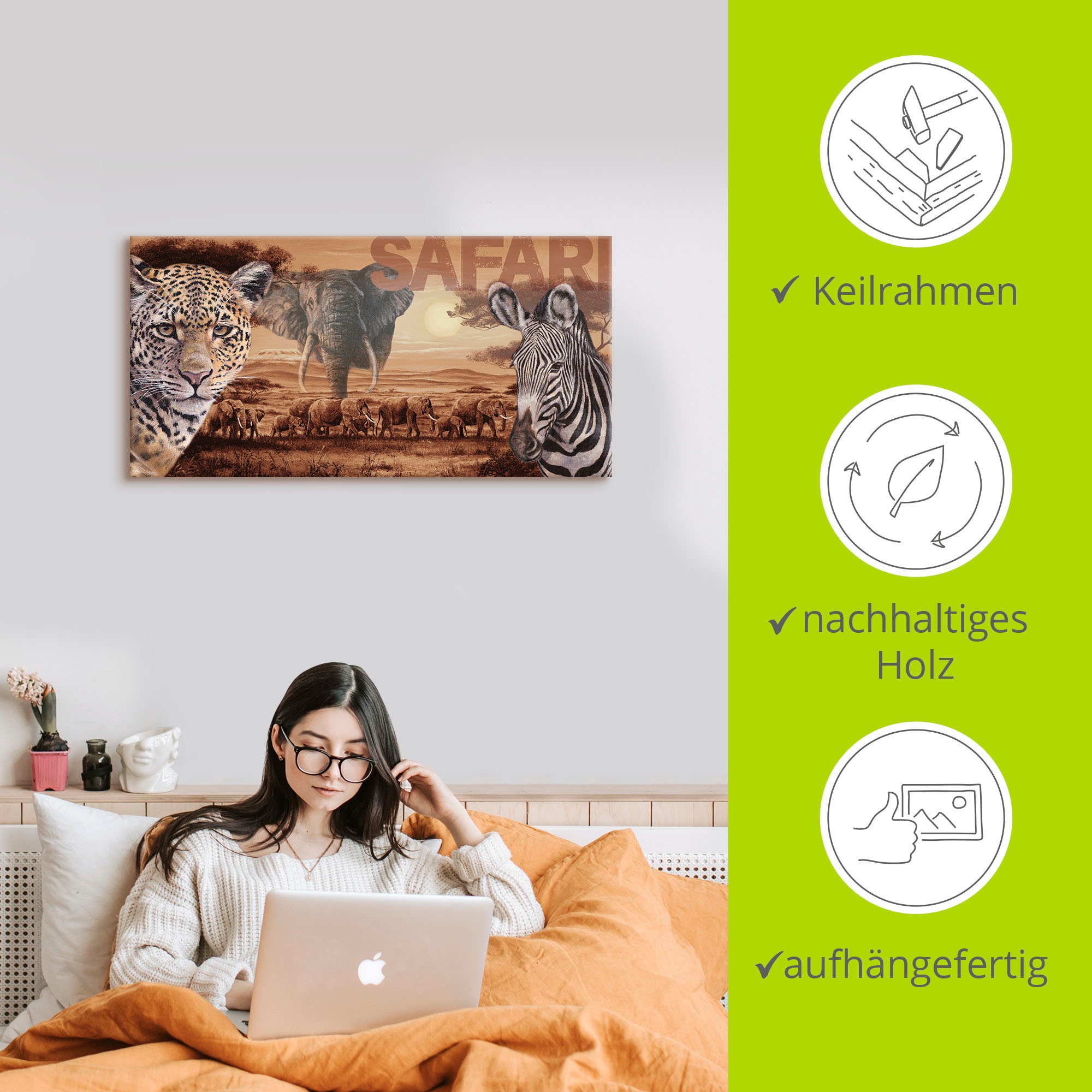 Artland Wandbild »Safari«, Wildtiere, (1 St.), als Alubild, Outdoorbild, Leinwandbild, Wandaufkleber, versch. Größen