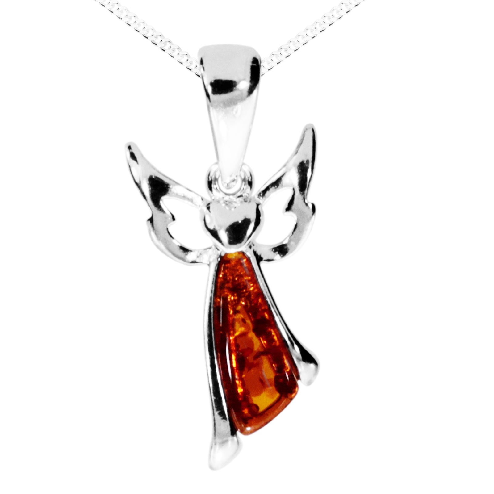 Kette mit Anhänger OSTSEE-SCHMUCK "- kleiner Engel - Silber 925/000 - Bernstein" Gr. 45, silber (silber 925, silberfarben, weiß), Schmuck_Sets, Damen, 45, Silber 925 (Sterlingsilber)