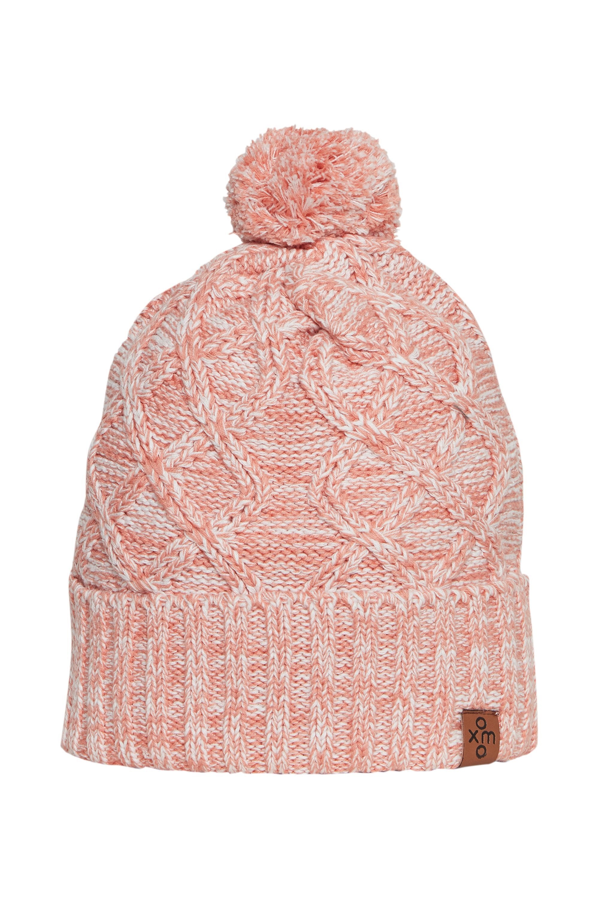 Strickmütze OXMO "Strickmºtze OXPom", Damen, rosa (powd ro m), 100% Baumwolle CO., Mützen Strickmütze