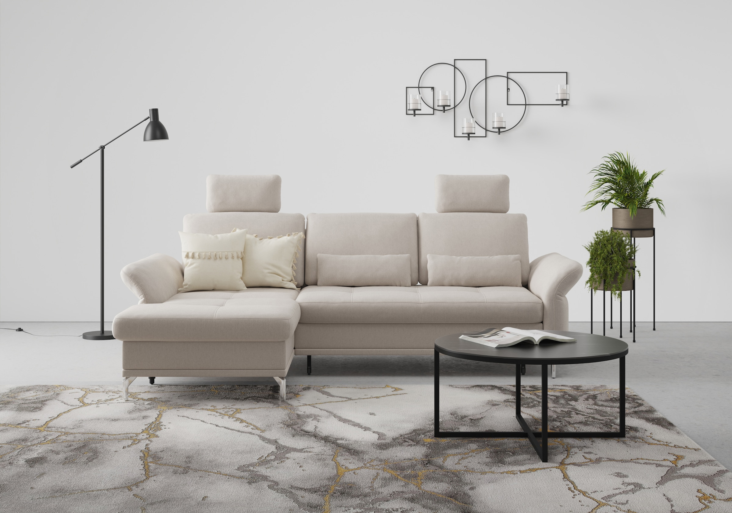 Home affaire Ecksofa "Palm Beach L-Form" Federkern, mit Sitztiefenverstellu günstig online kaufen