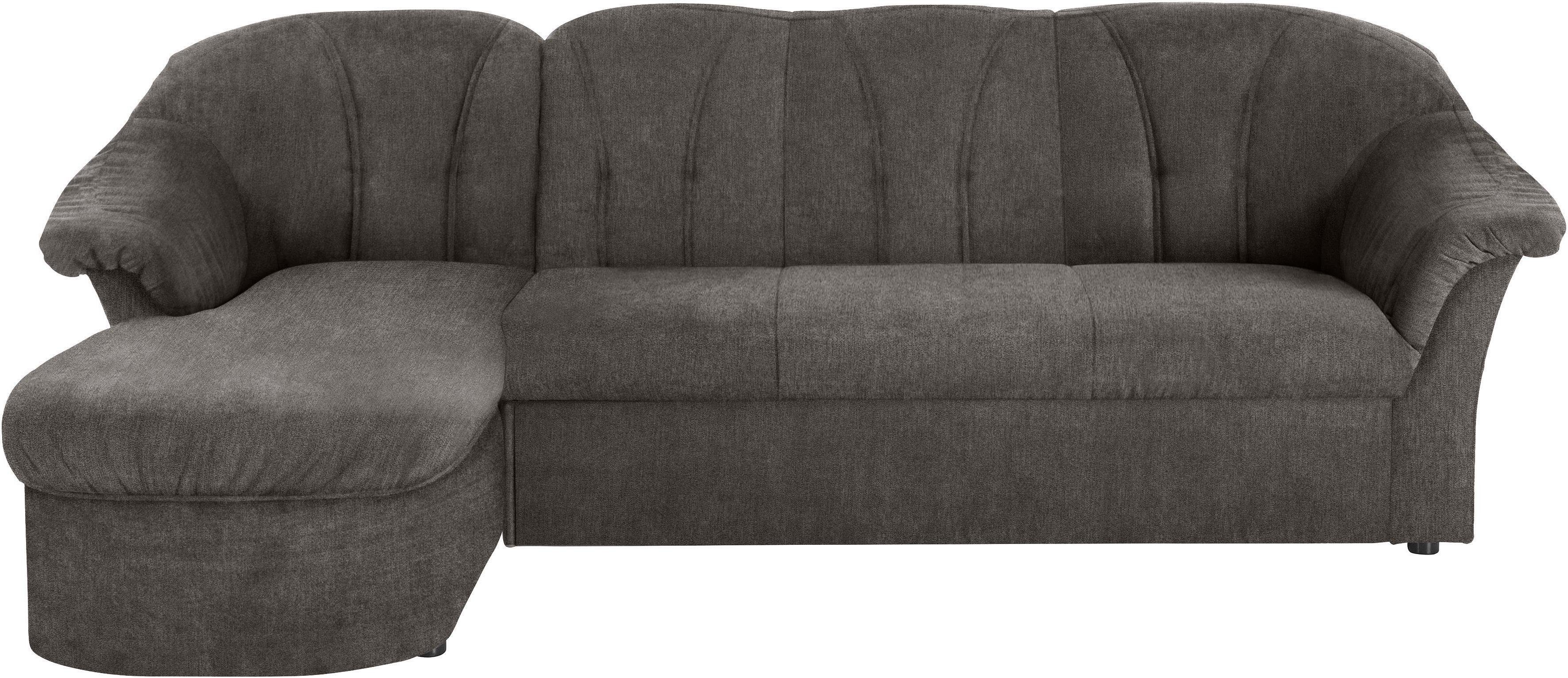 DOMO collection Ecksofa "Pegnitz, elegante Rückensteppung, kompakte Stellmaße 238/141cm, L-Form" wahlweise mit Bettfunktion