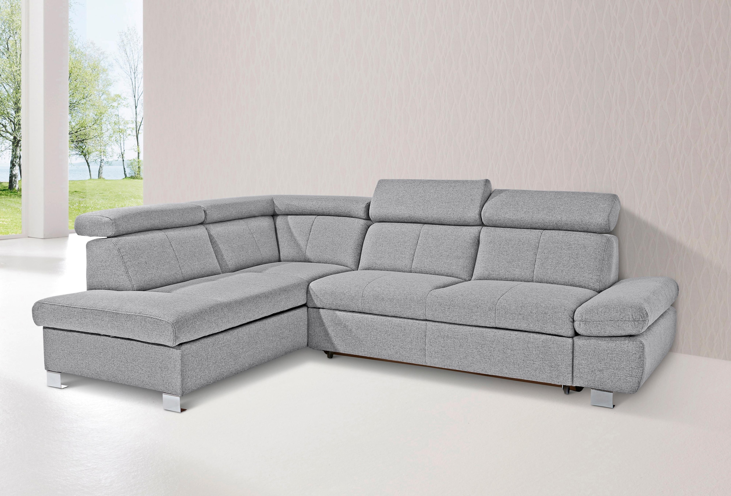 exxpo - sofa fashion Ecksofa "Happy, inkl. Kopf- und Armteilverstellung, L- günstig online kaufen