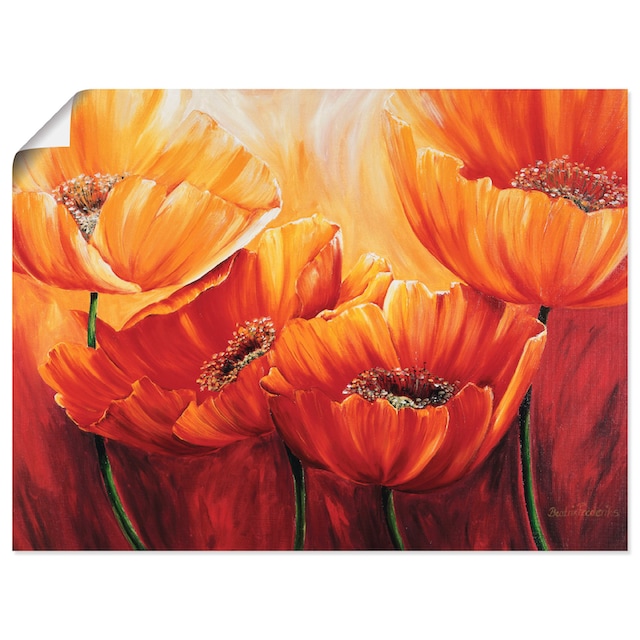 Artland Wandbild »Vier Mohnblumen«, Blumen, (1 St.), als Leinwandbild,  Wandaufkleber oder Poster in versch. Größen bestellen | BAUR