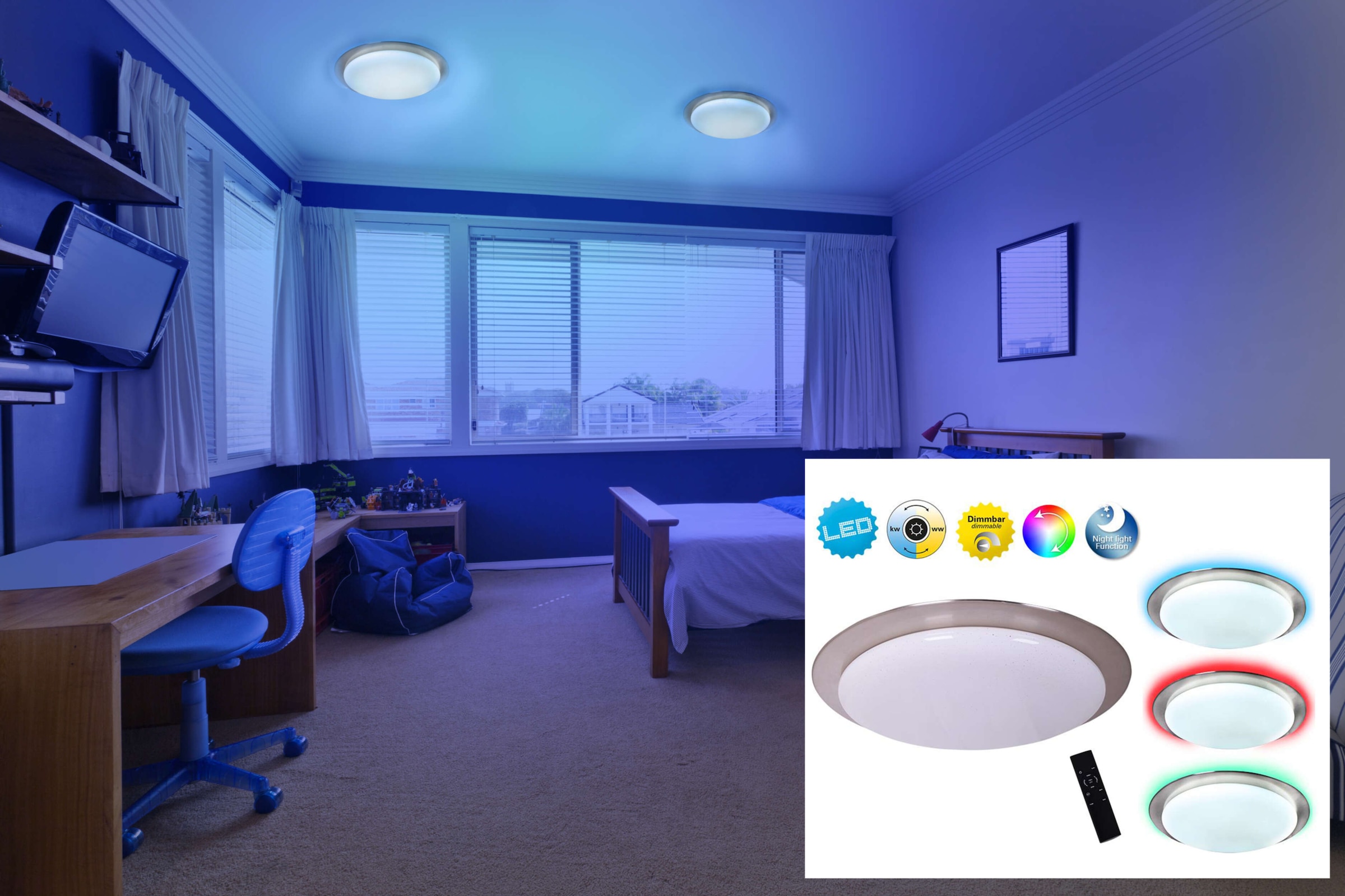 näve LED Deckenleuchte »Turin« LED-Modul 1 Stk. warmweiß - kaltweiß Schirm Kristalleffekt, Nachtlicht, CCT, RGB Rahmenbeleucht., dimmbar