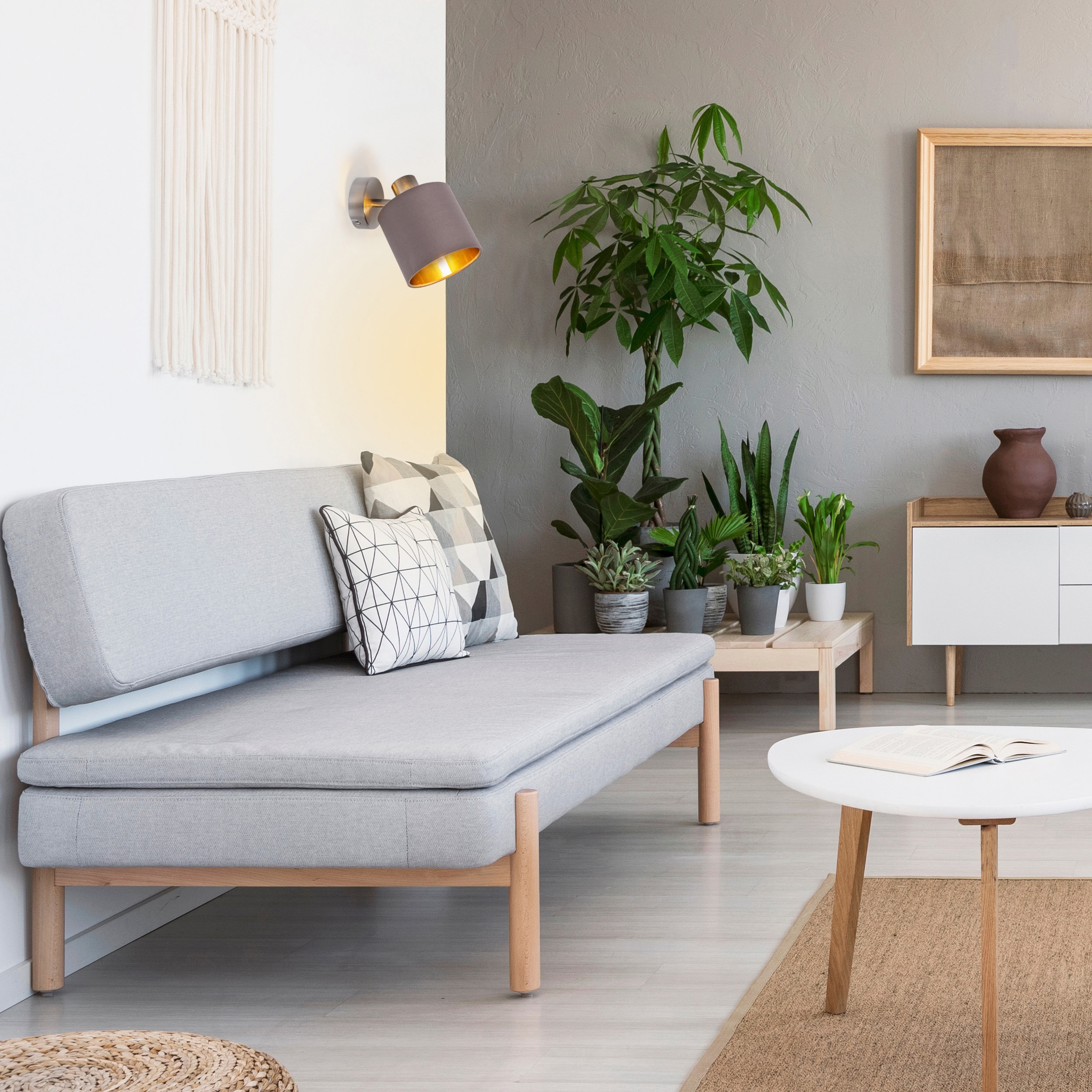 näve Wandleuchte »Maron«, 1 flammig, Leuchtmittel E14 | ohne Leuchtmittel, E14 max. 40W, Leuchtmittel wechselbar, Material: Stahl, Textil