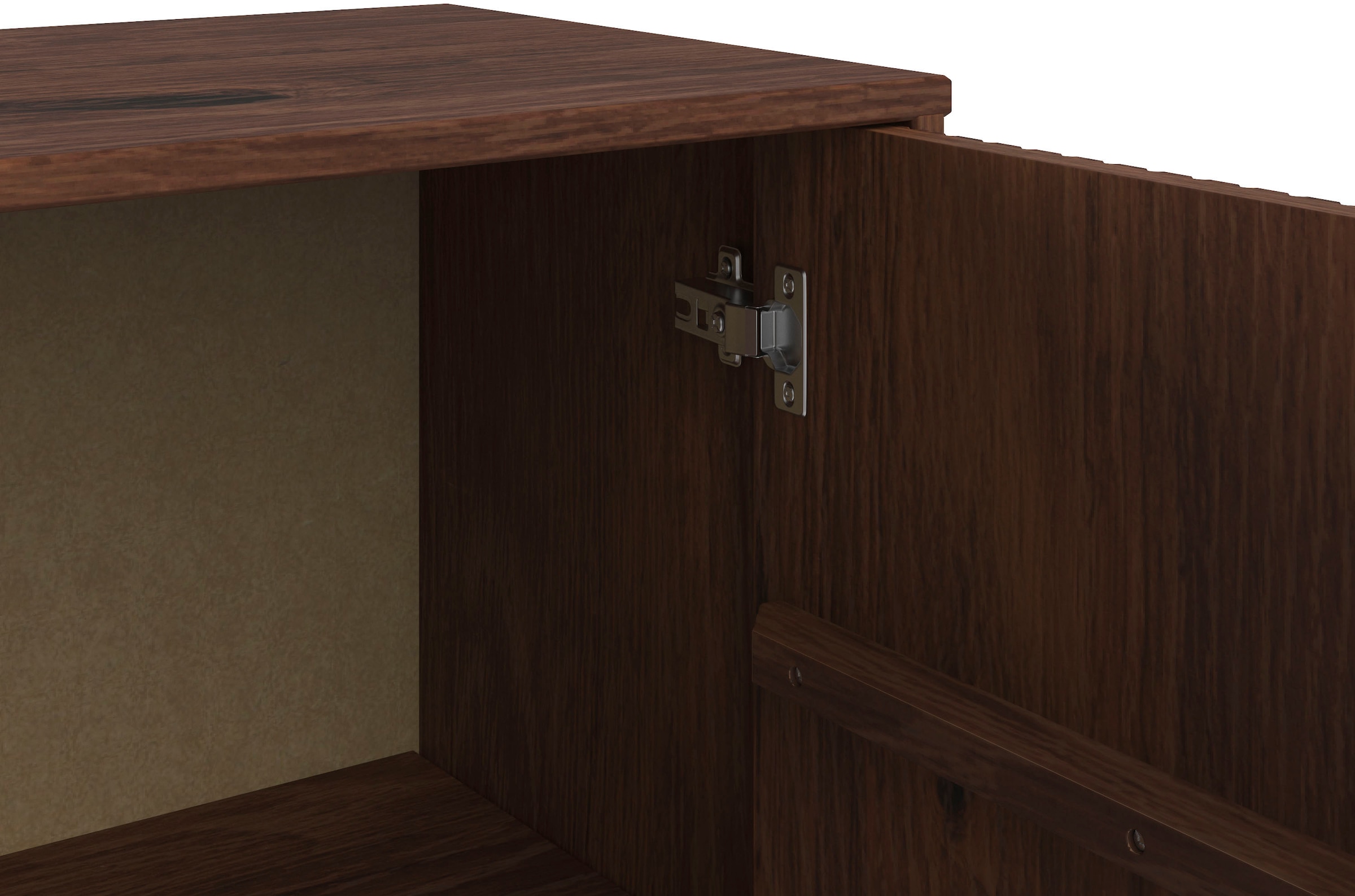 INOSIGN Highboard »Malmedy Front mit gefrästen Rillen«, Kommode Midischrank aus massivem Kiefernholz, Push-to-open, B 100 cm