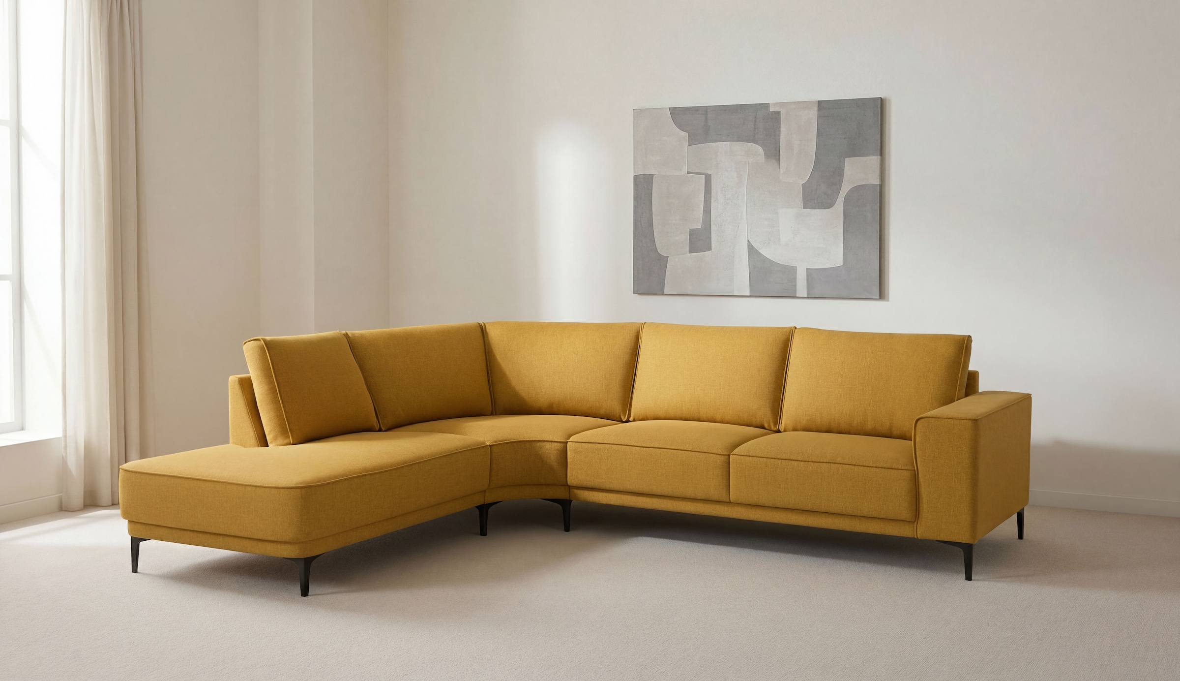 OTTO home Ecksofa "Casina" mit abgerundeter Ottomane, in einem weichen Chenille-Stoff