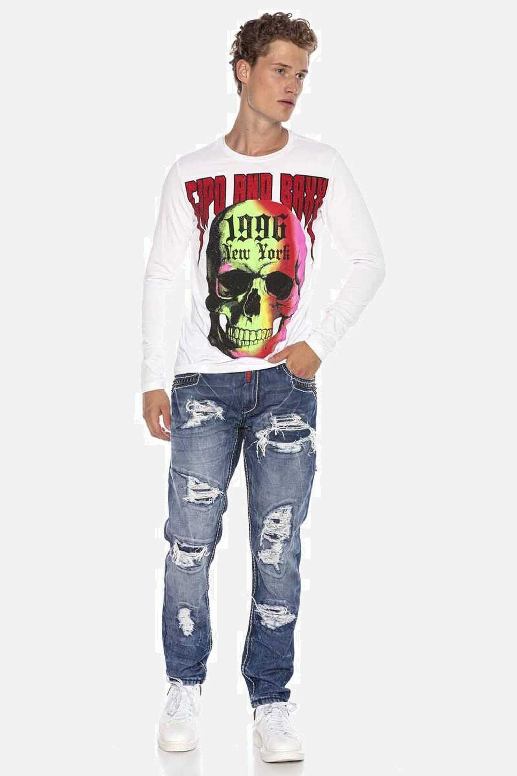 Cipo & Baxx Straight-Jeans »DENIM«, bequeme Jeans im angesagten Destroyed-Look, CD644