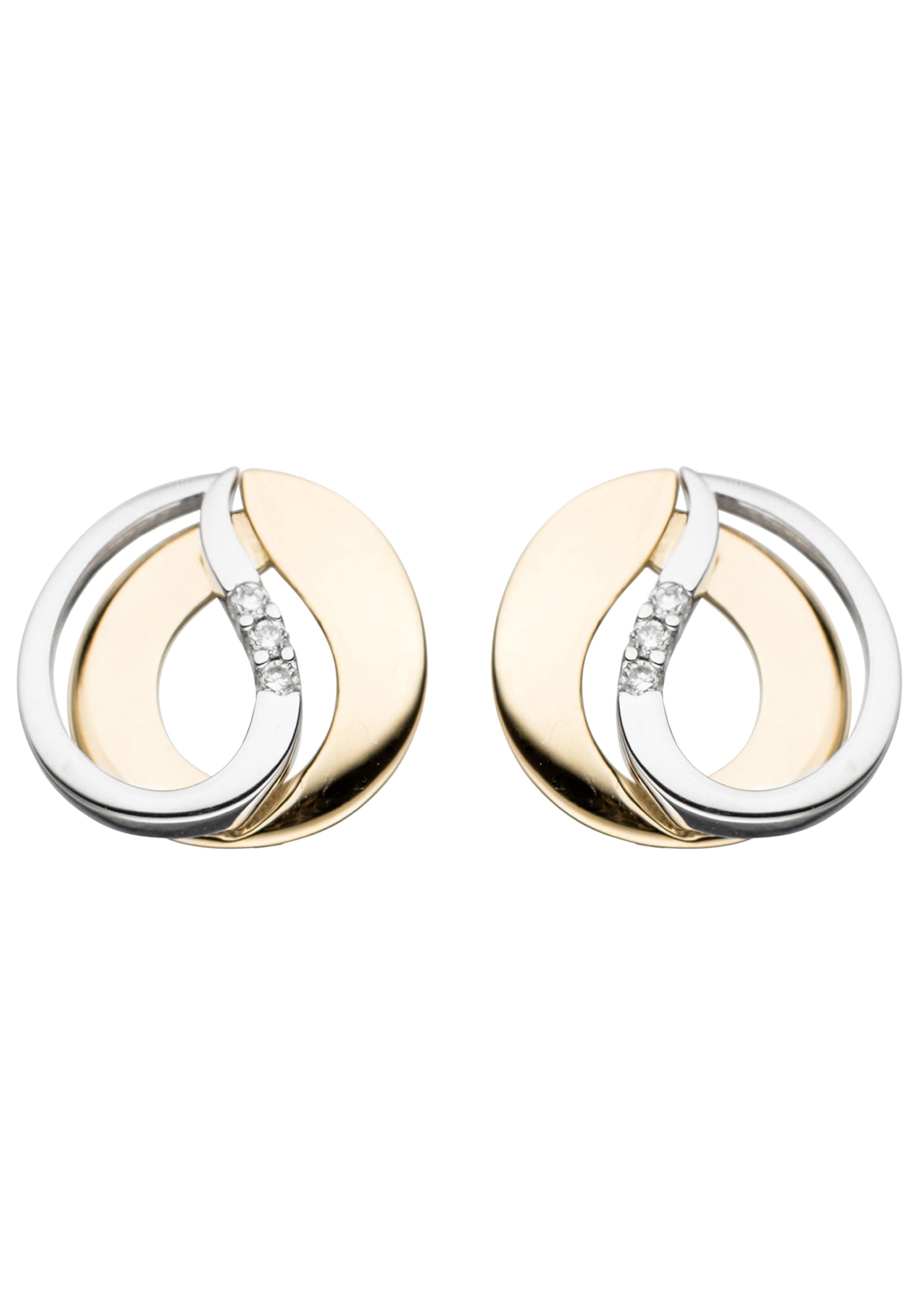 JOBO Paar Ohrstecker »Ohrringe mit 6 Diamanten« 585 Gold bicolor