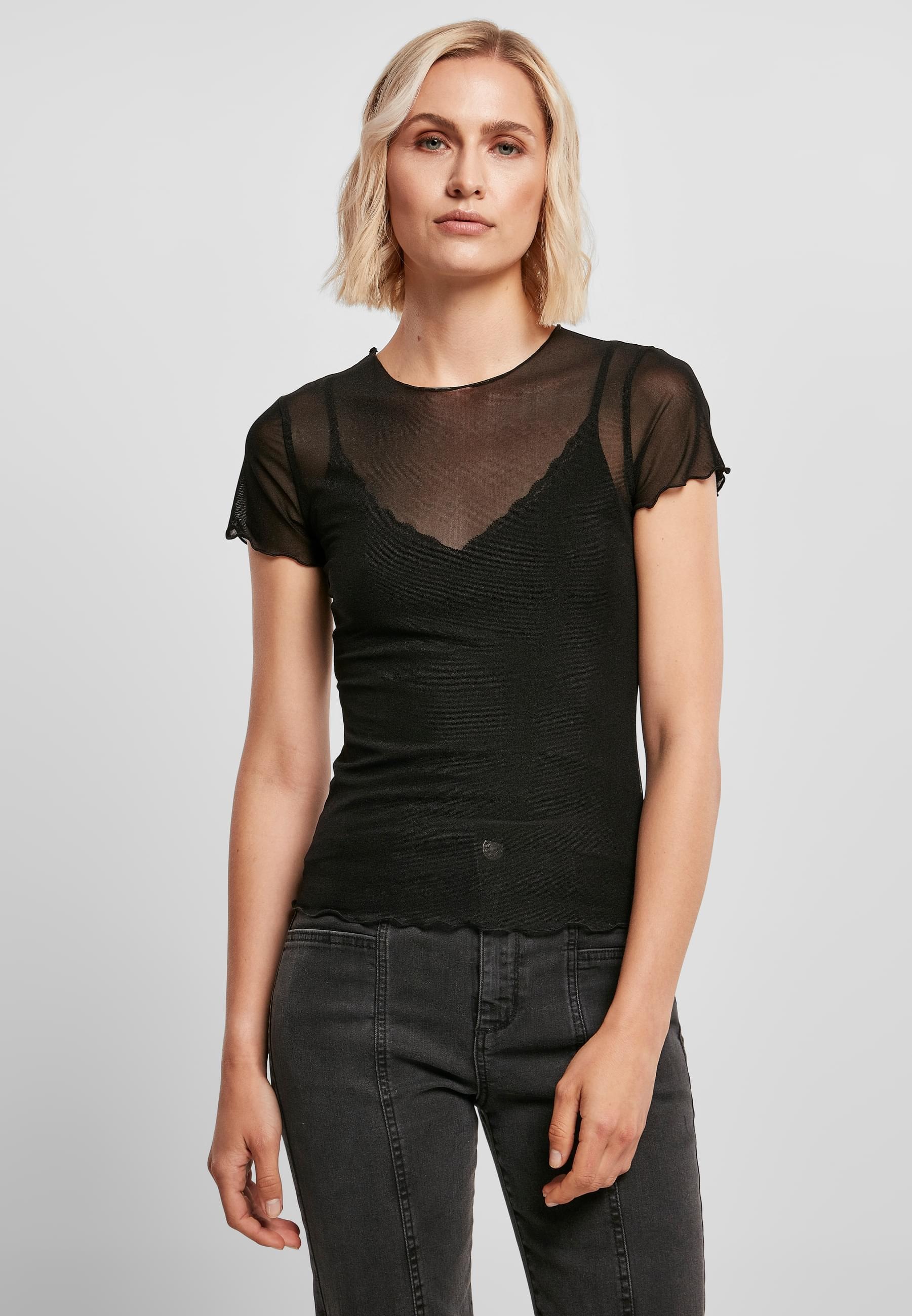 URBAN CLASSICS Kurzarmshirt »Urban Classics Damen Ladies Mesh Tee«, (1 tlg.)