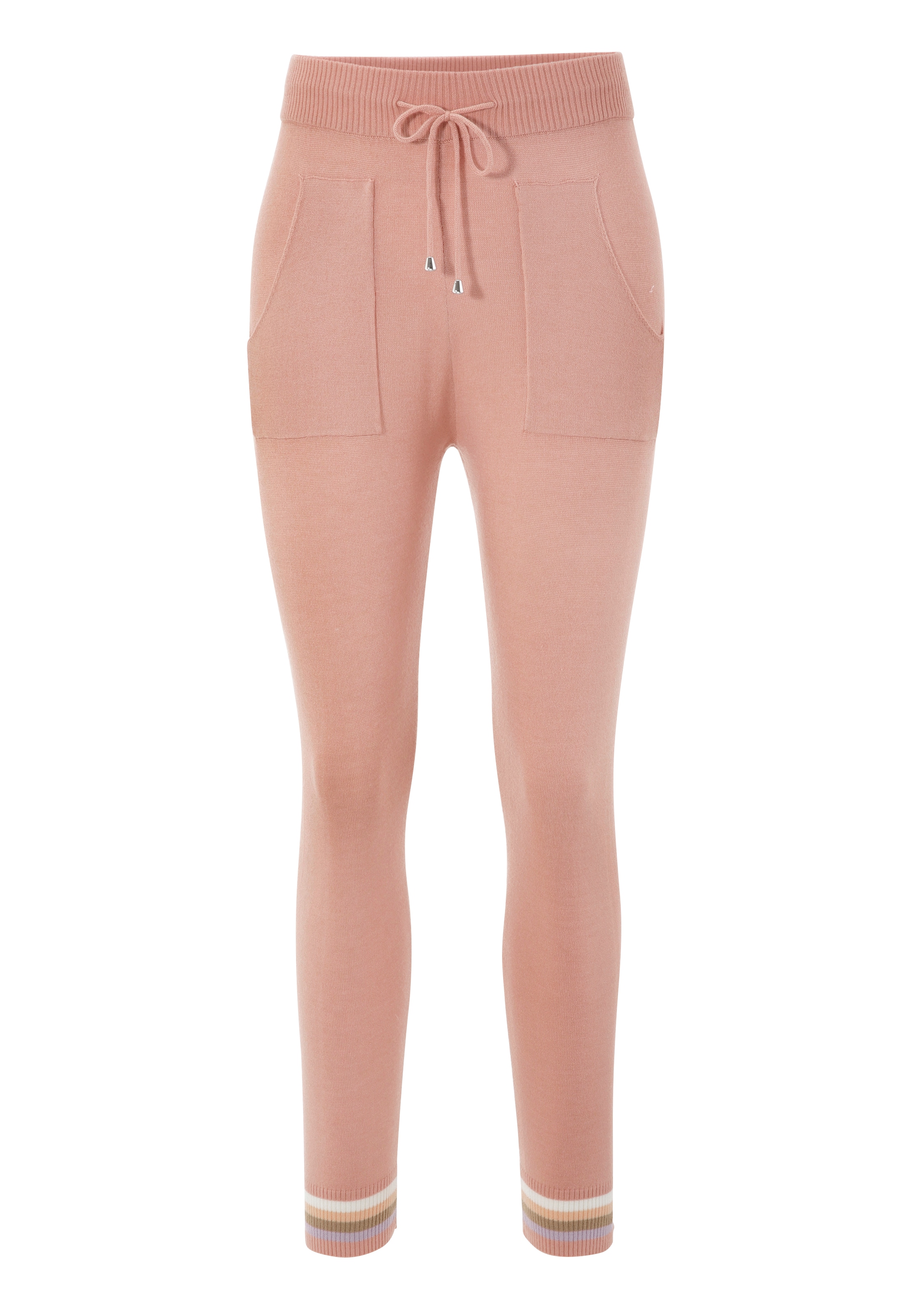 Aniston CASUAL Strickhose, mit farbharmonisch am Bündchen online Bein | BAUR gestreiftem bestellen