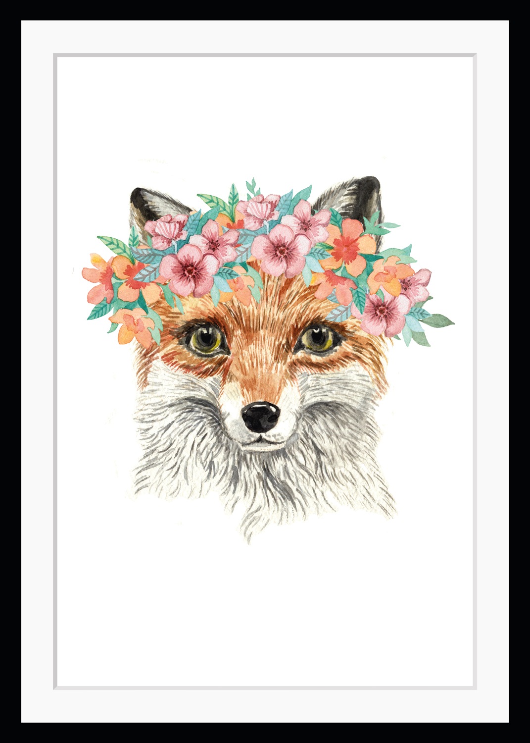 queence Bild "Viola", Füchse, Fuchs, gerahmt, Blumen günstig online kaufen